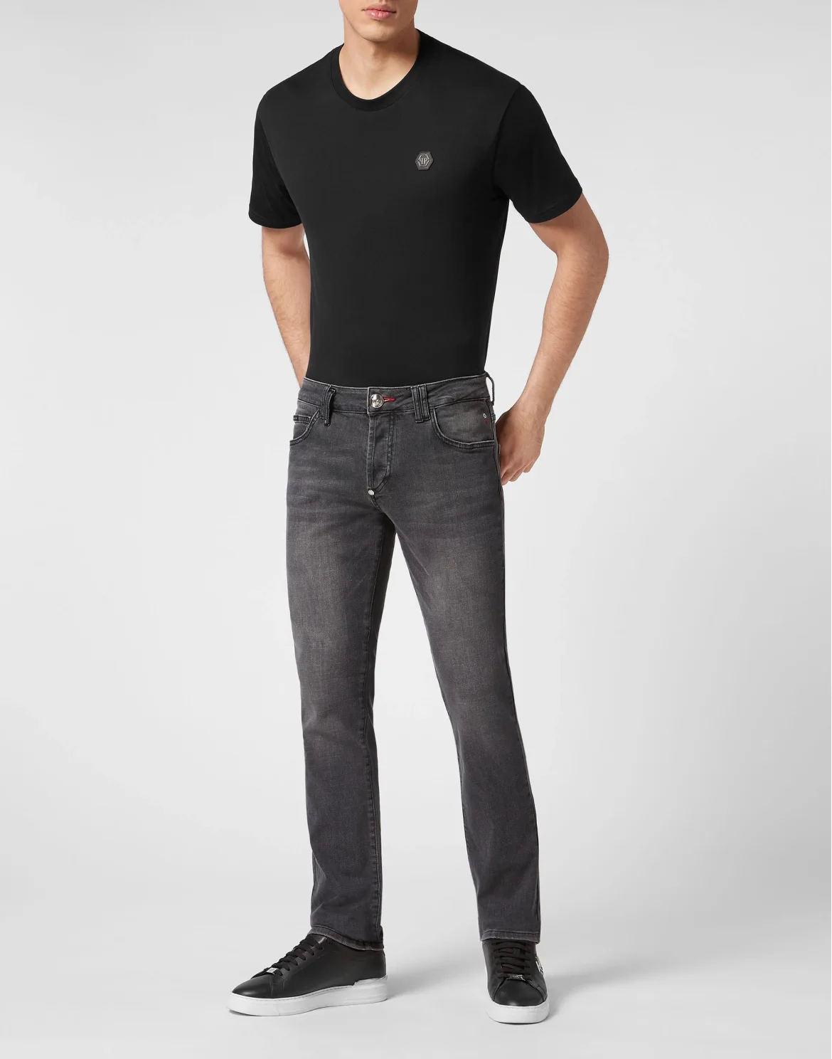 Denim Trousers Straight Cut Supreme Iconic Plein Basic, цвет: Серый