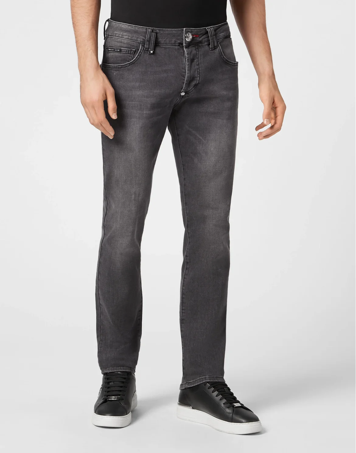 Denim Trousers Straight Cut Supreme Iconic Plein Basic, цвет: Серый