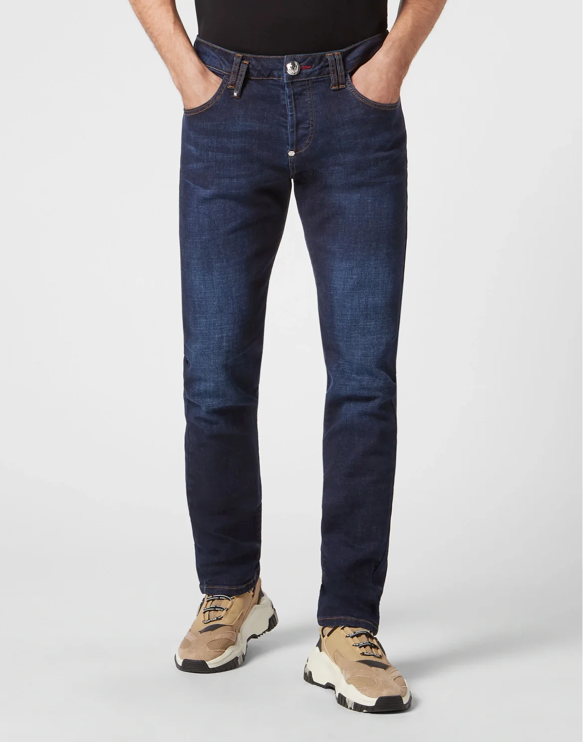 Denim Trousers Straight Cut Supreme Iconic Plein Basic, цвет: Синий