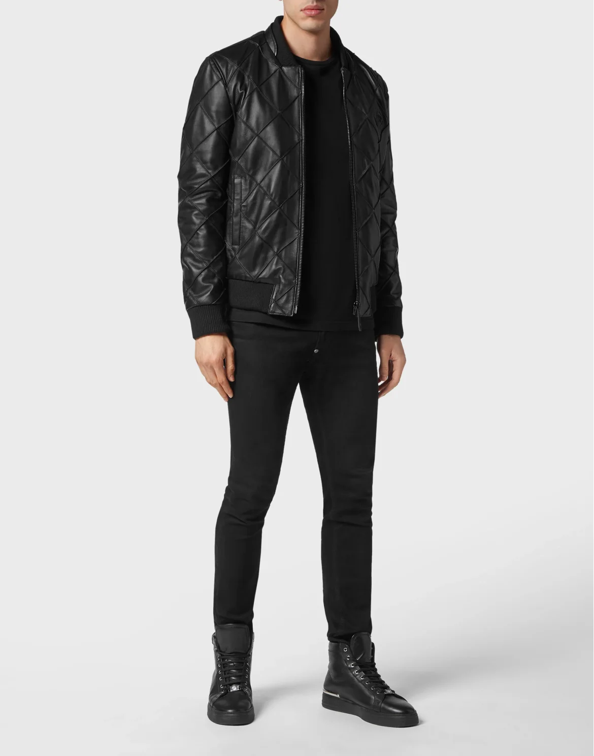Leather Bomber Statement, цвет: Черный