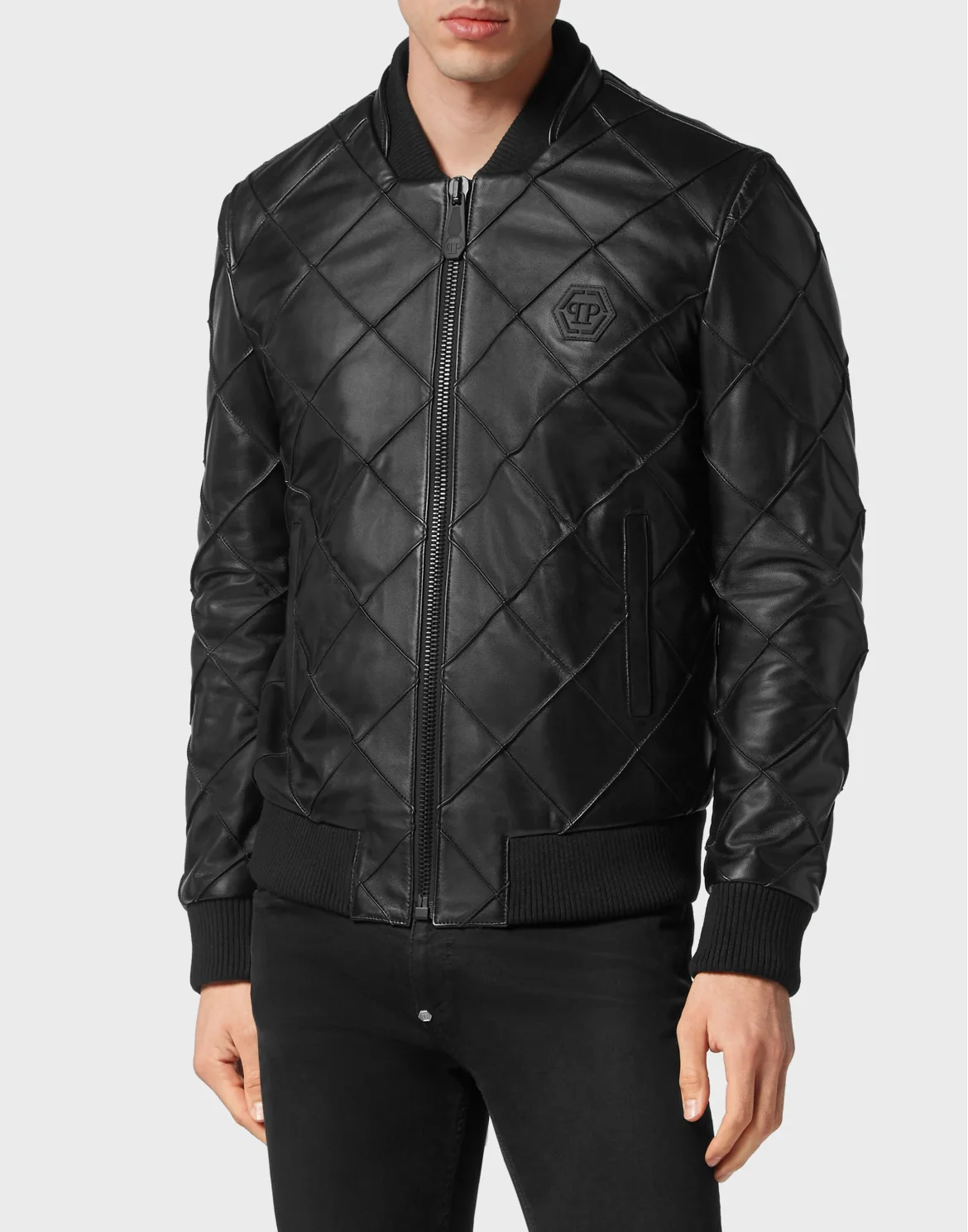Leather Bomber Statement, цвет: Черный