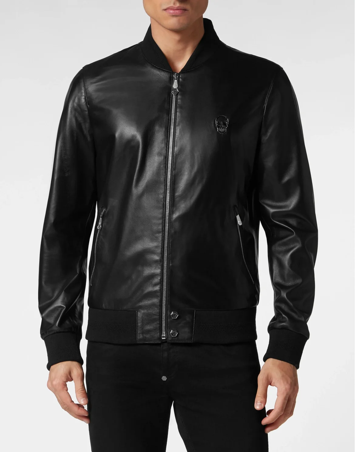 Leather Bomber Skull, цвет: Черный