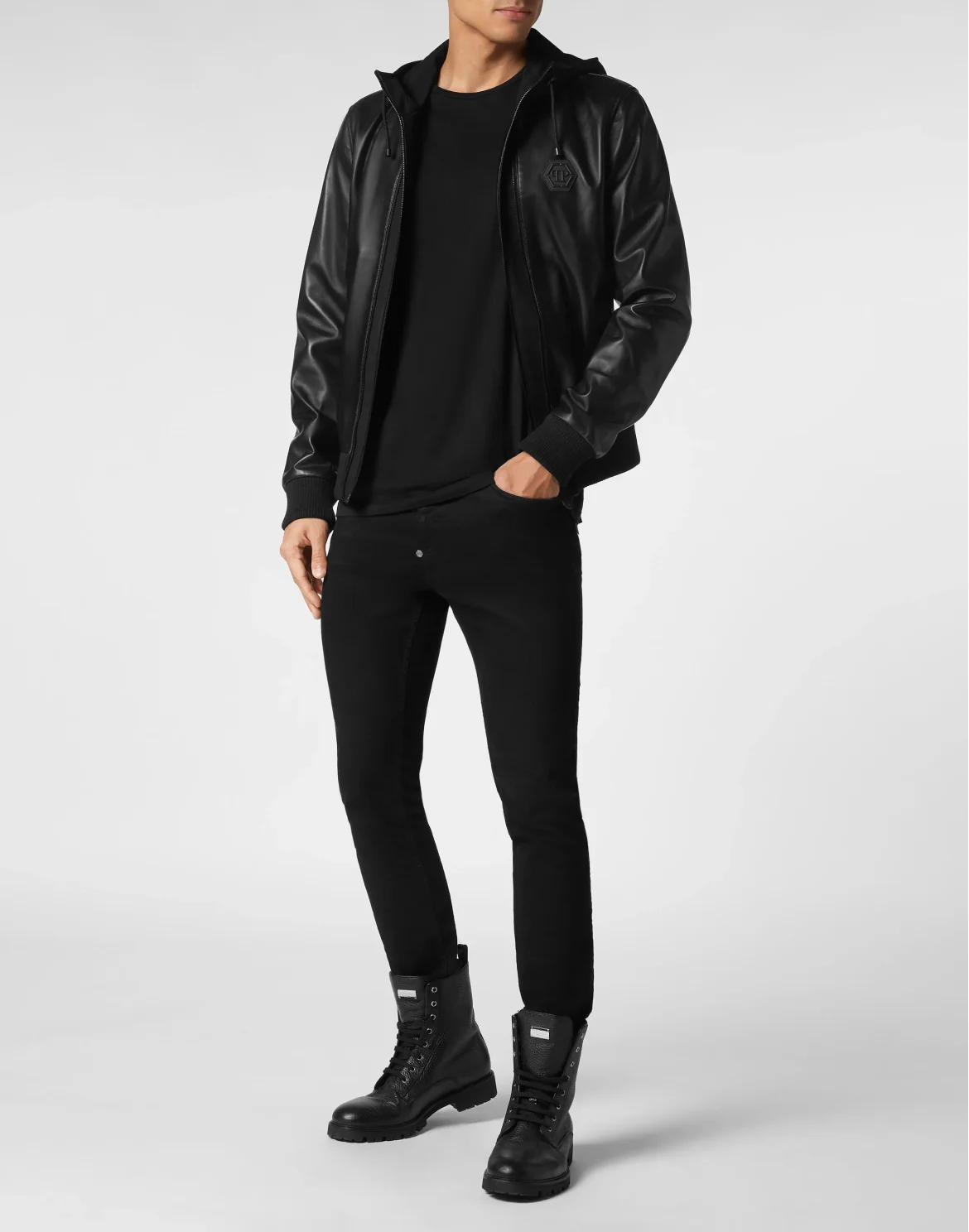 Soft Leather Jacket Slim Fit Iconic Plein, цвет: Черный