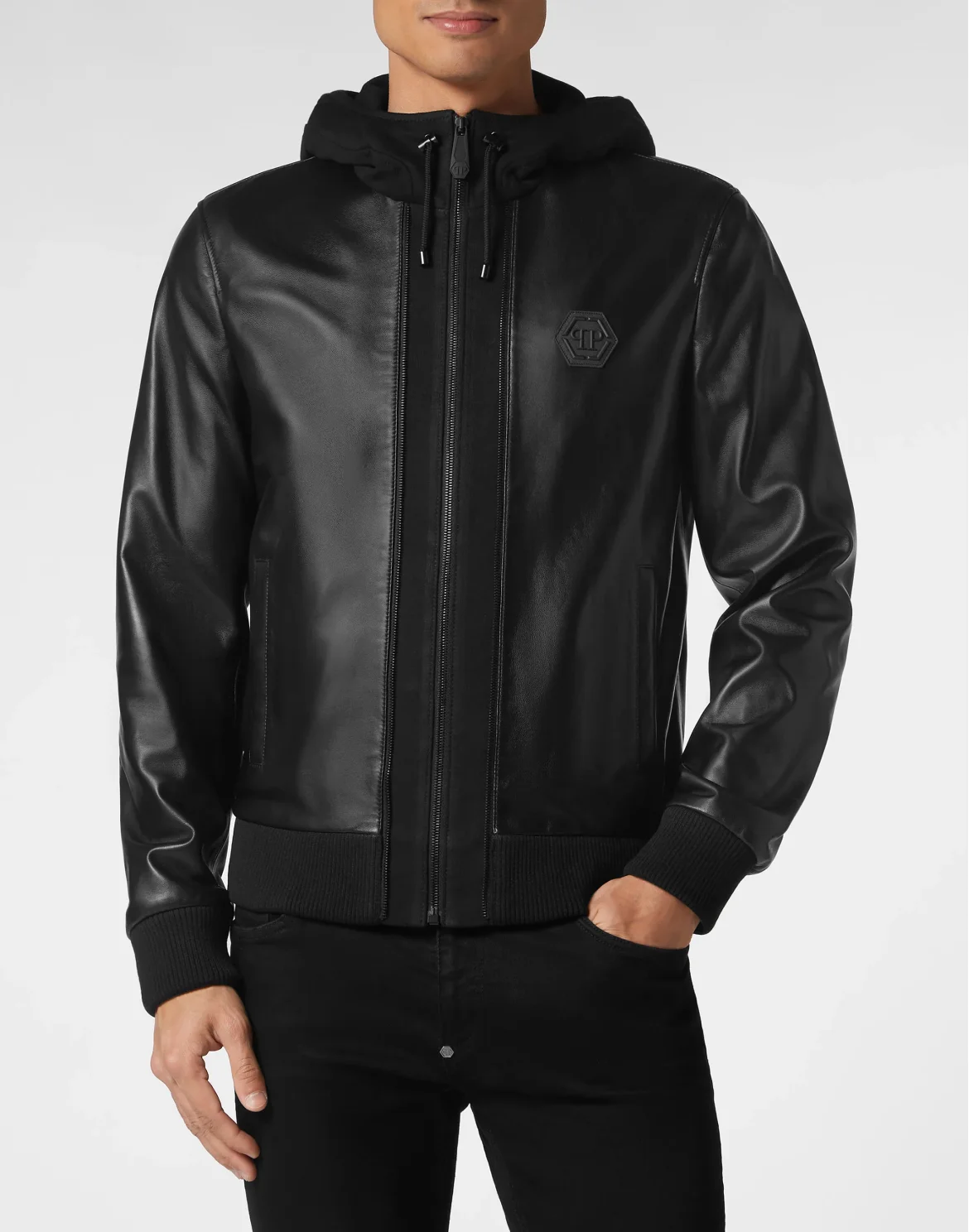 Soft Leather Jacket Slim Fit Iconic Plein, цвет: Черный