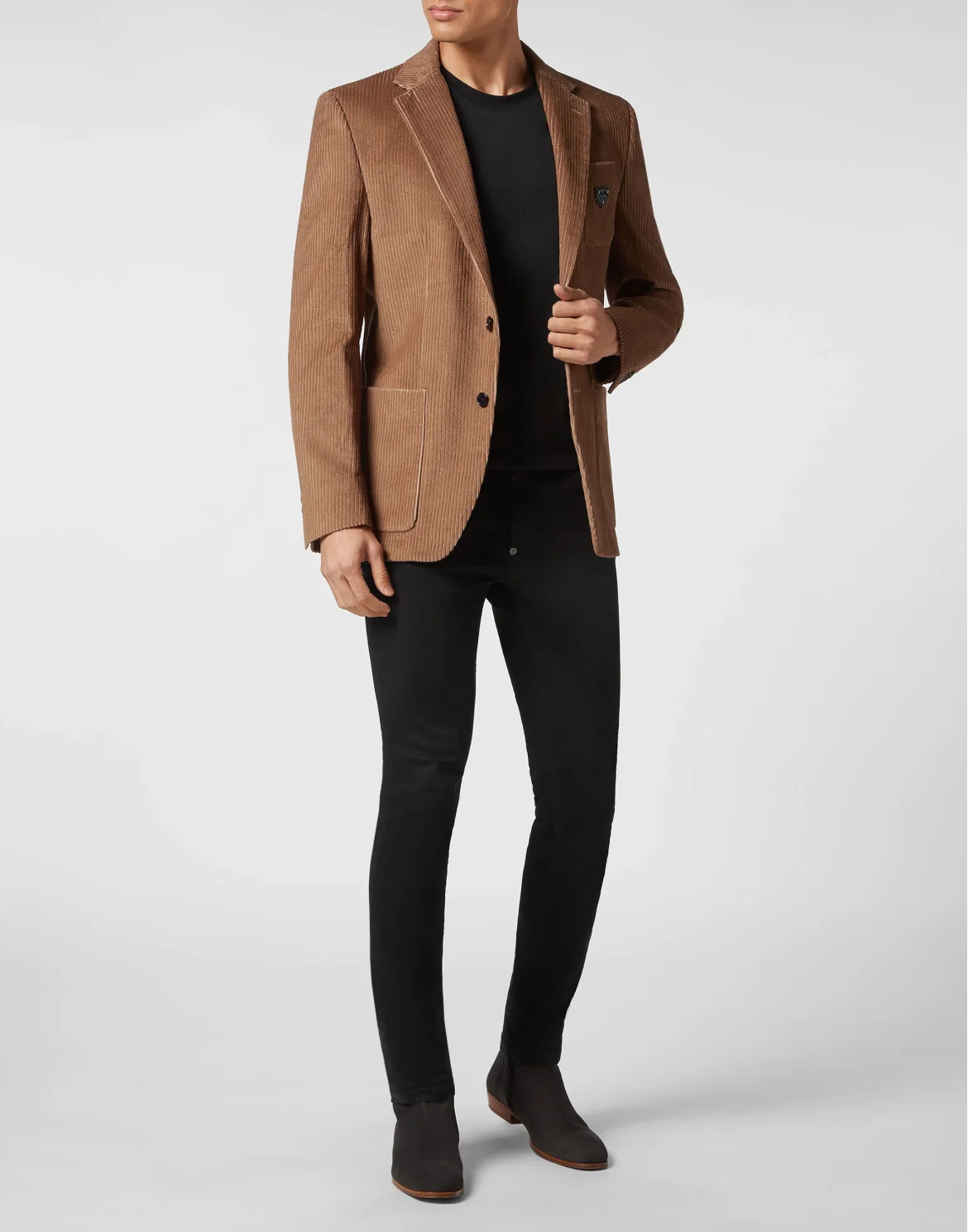 Corduroy Blazer Gigolò Fit Iconic Plein, цвет: Бежевый