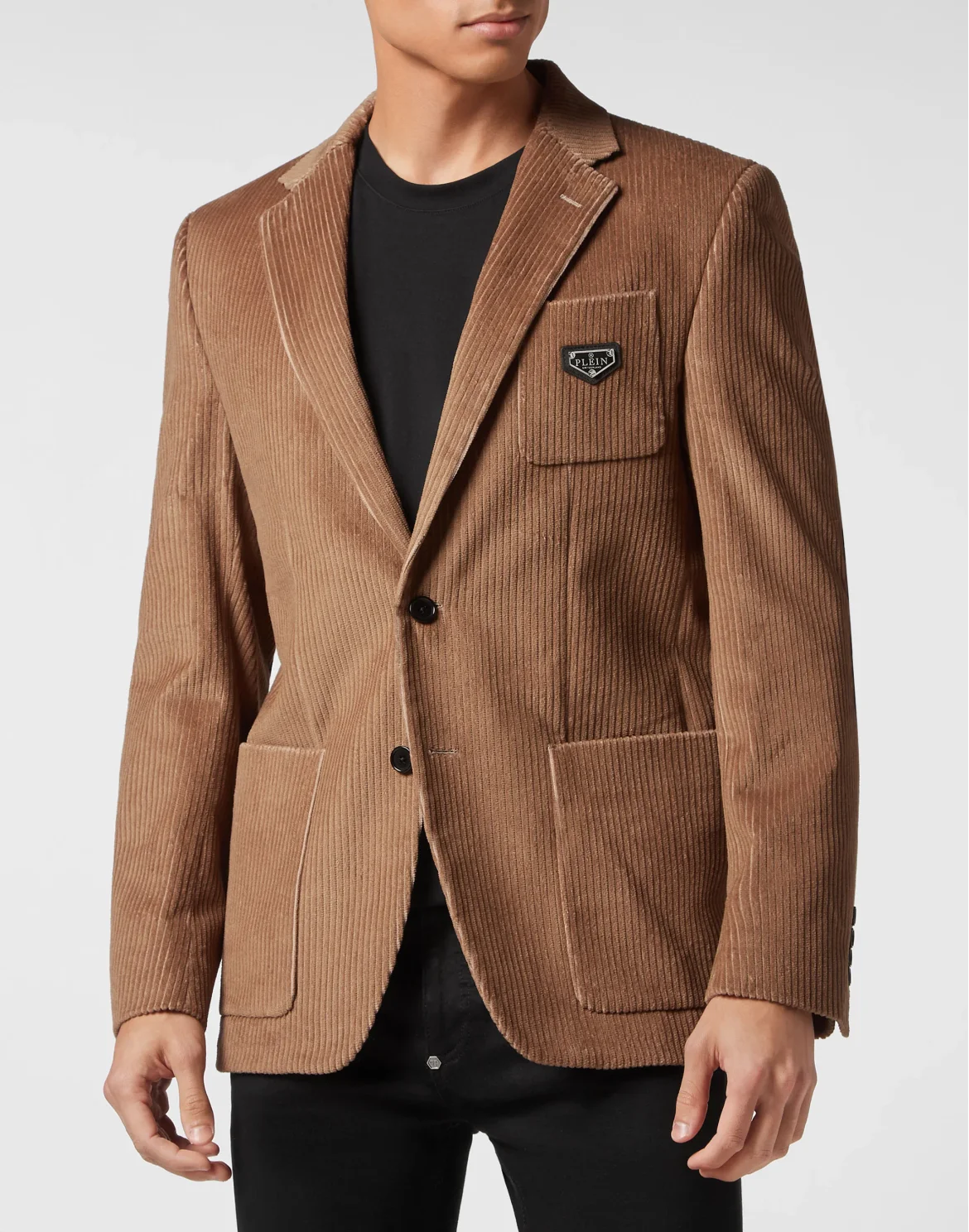 Corduroy Blazer Gigolò Fit Iconic Plein, цвет: Бежевый