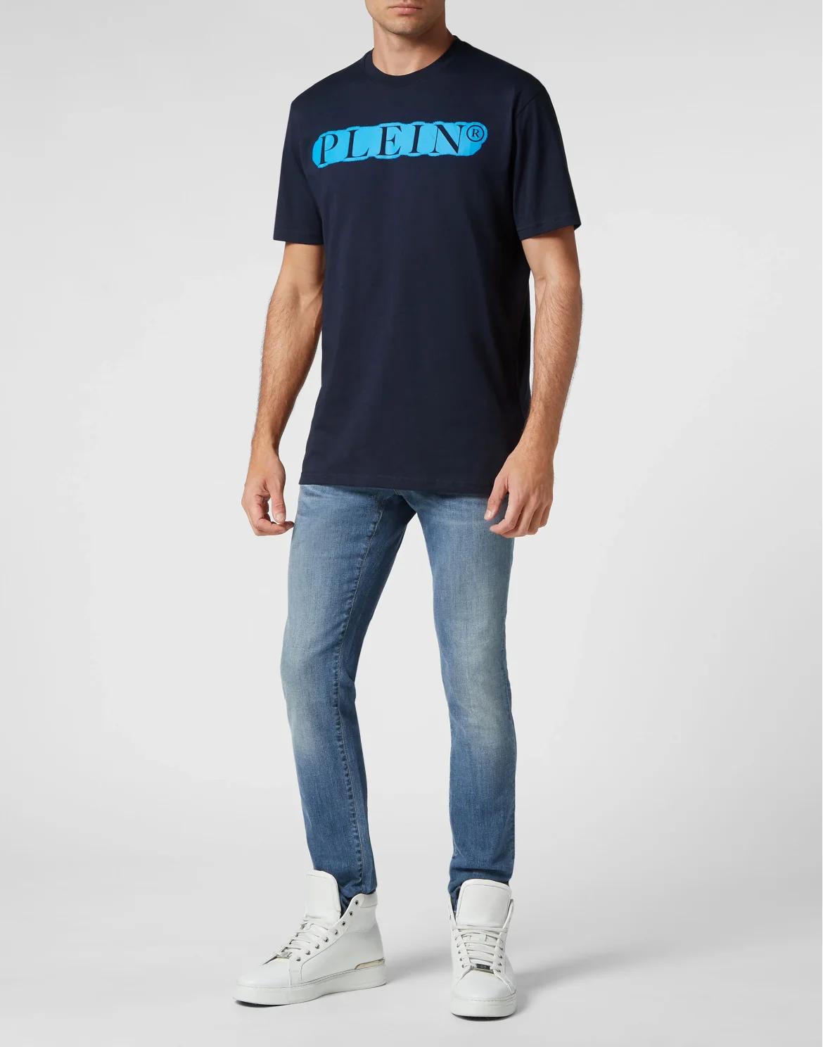T-shirt Round Neck SS Spray Effect Print Philipp Plein TM, цвет: Синий