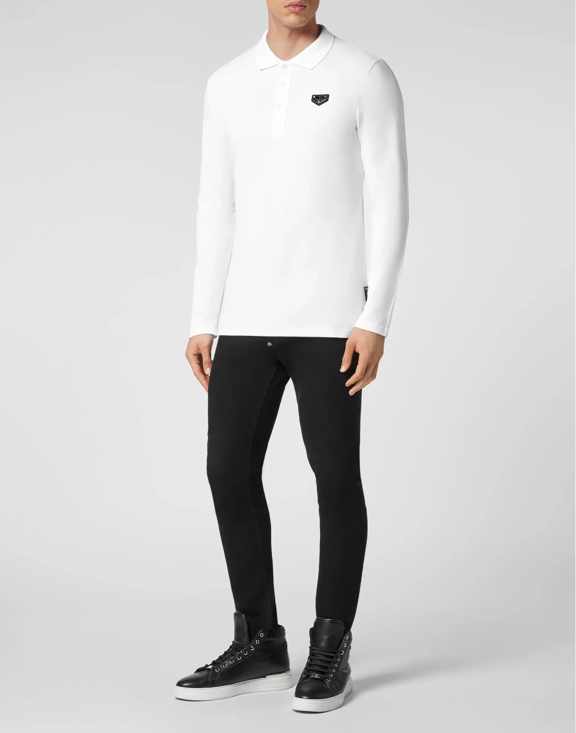 Slim Fit Long-Sleeve Polo, цвет: Белый