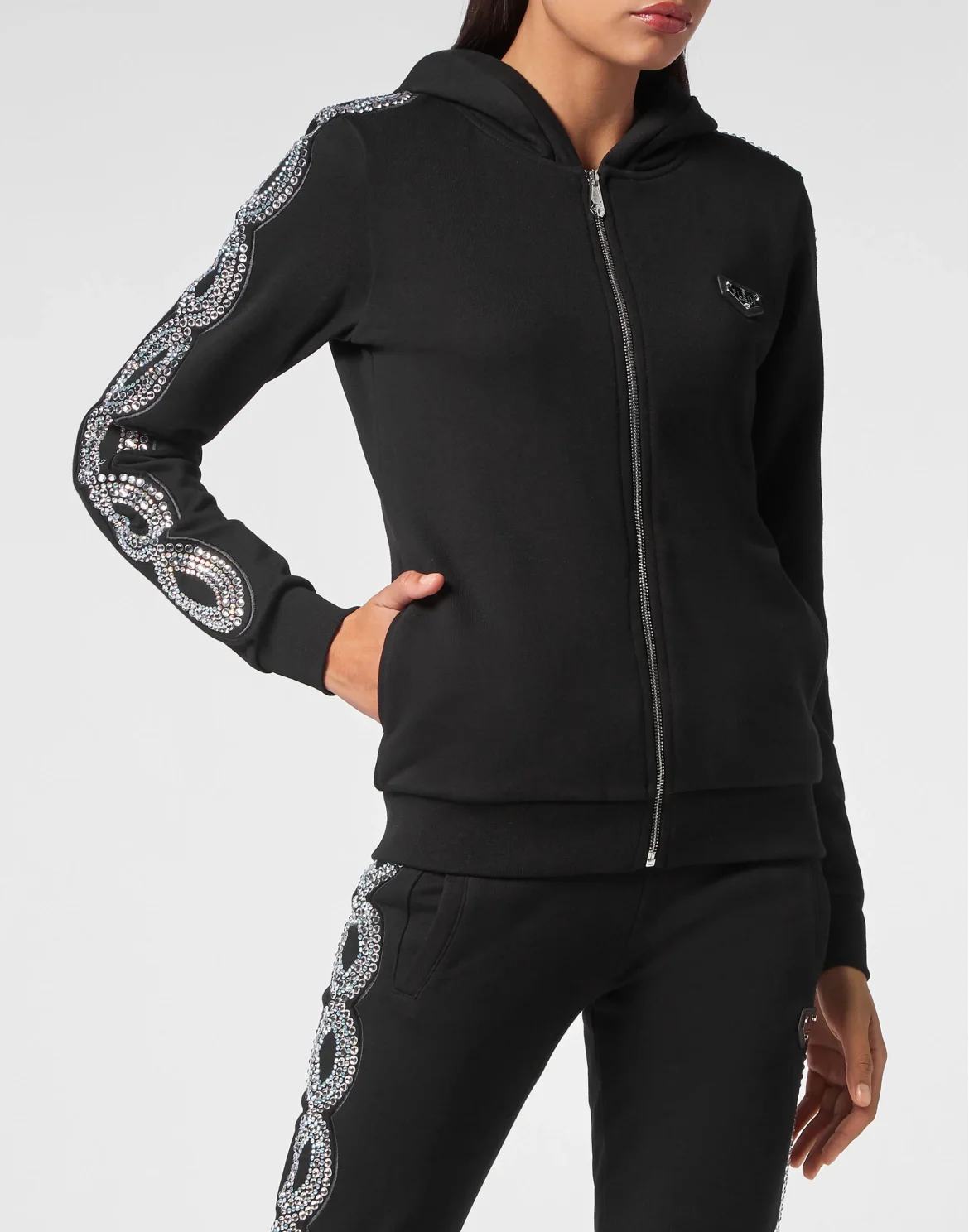 Hoodie sweatshirt Full Zip Crystal Cable, цвет: Черный