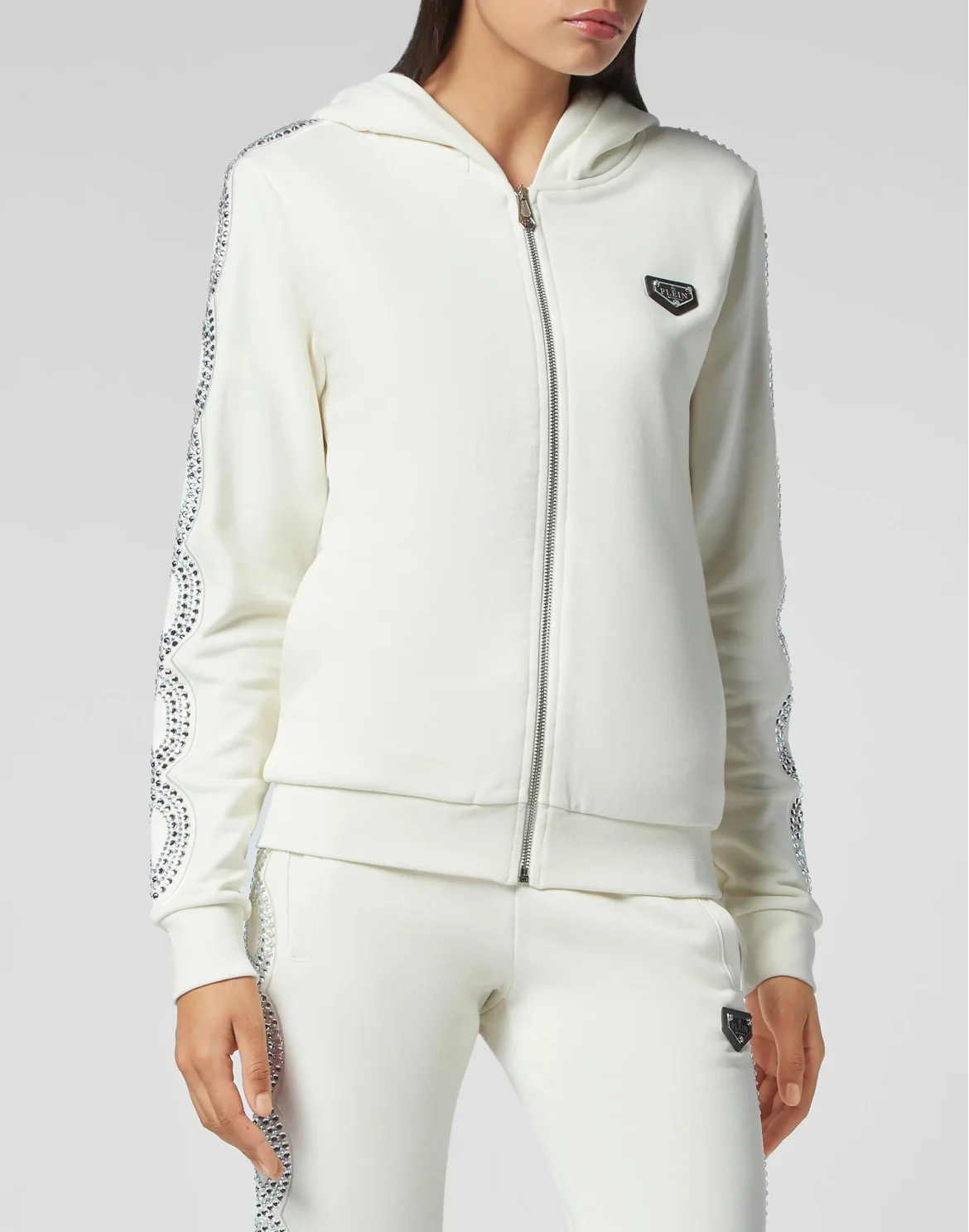 Hoodie sweatshirt Full Zip Crystal Cable, цвет: Бежевый