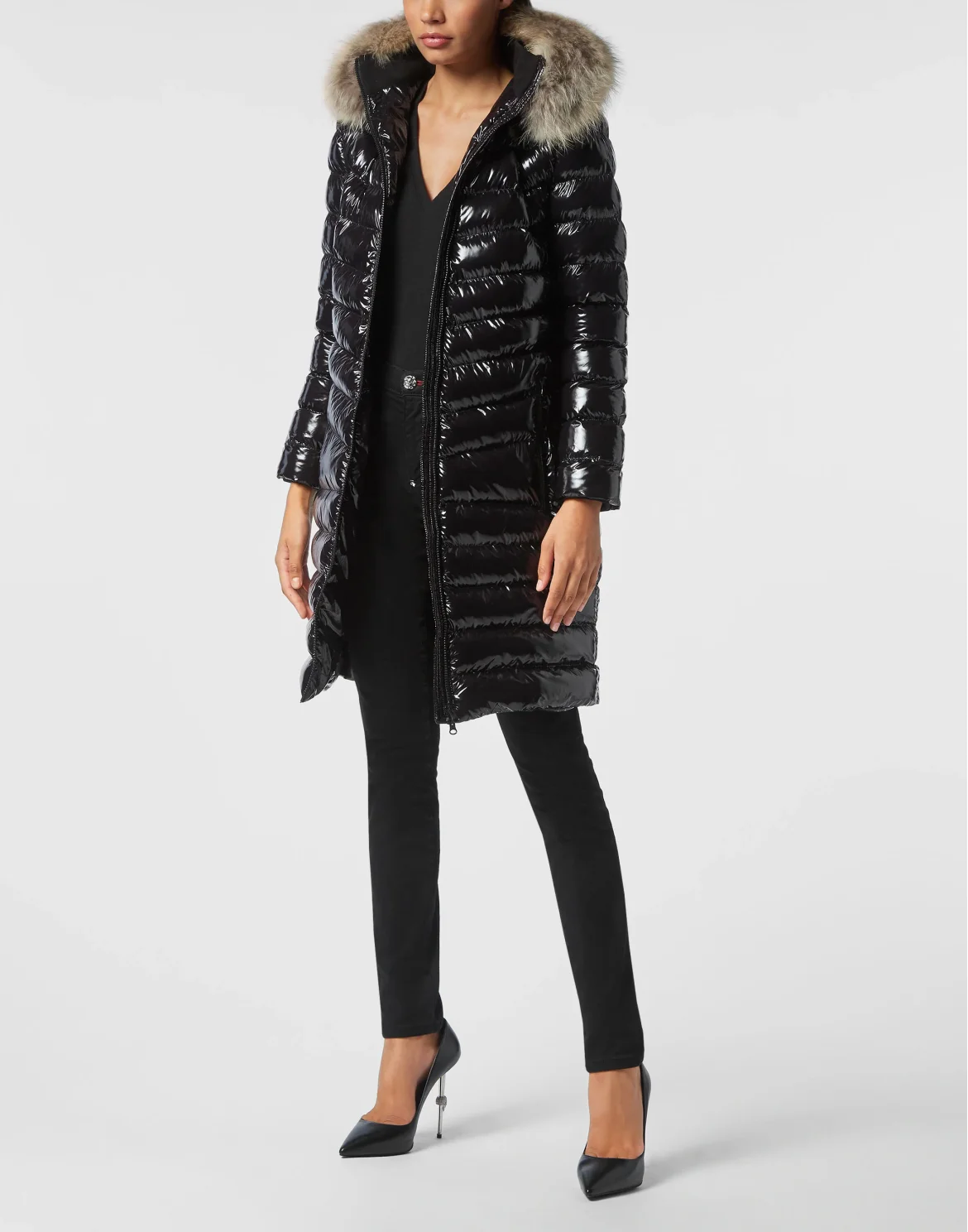 Nylon Long Down Jacket, цвет: Черный