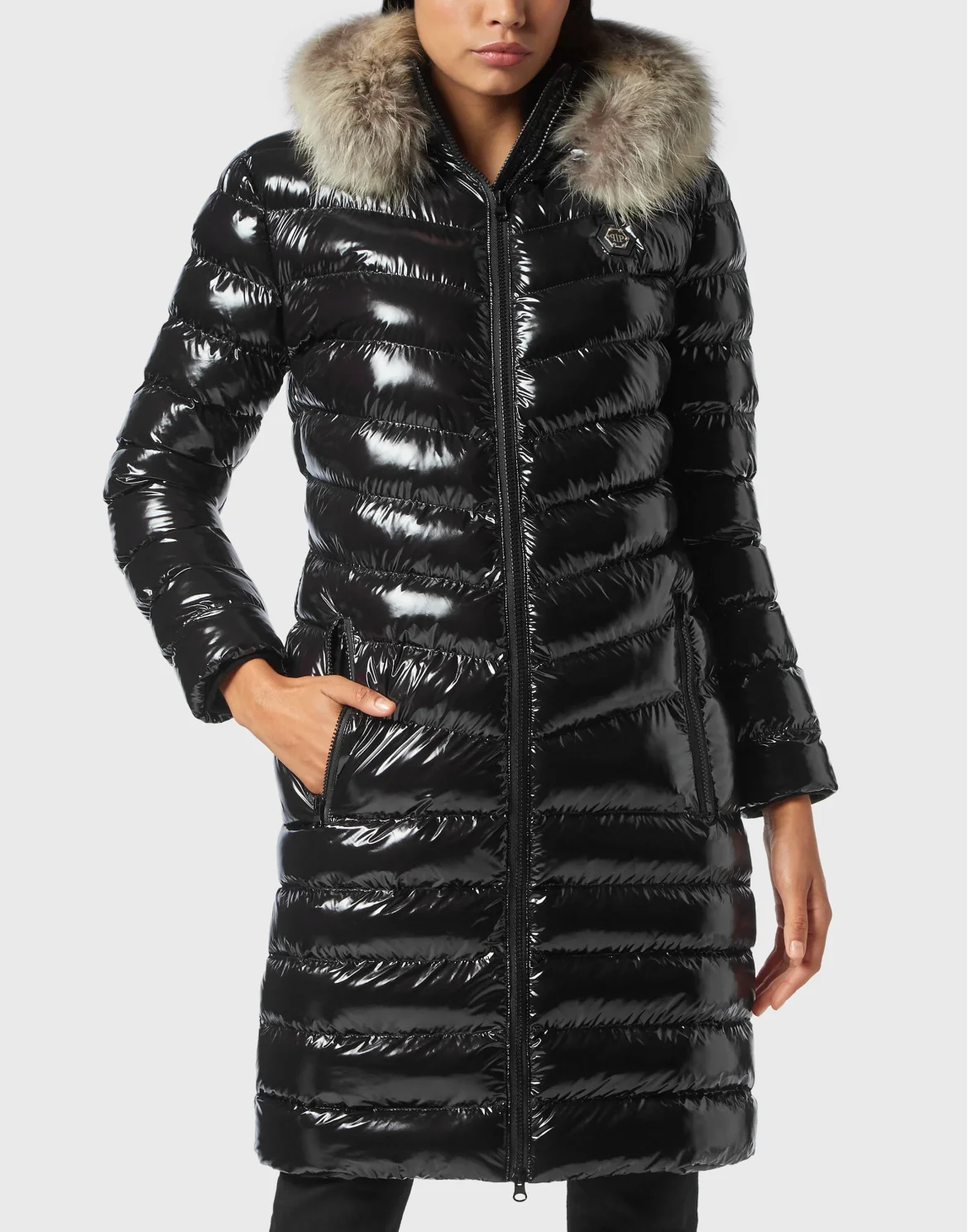 Nylon Long Down Jacket, цвет: Черный