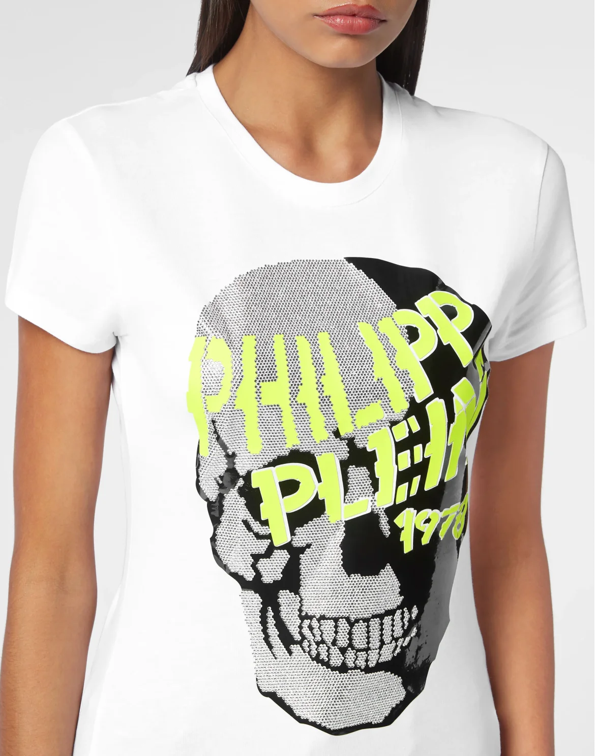 T-shirt Round Neck SS Skull strass, цвет: Белый