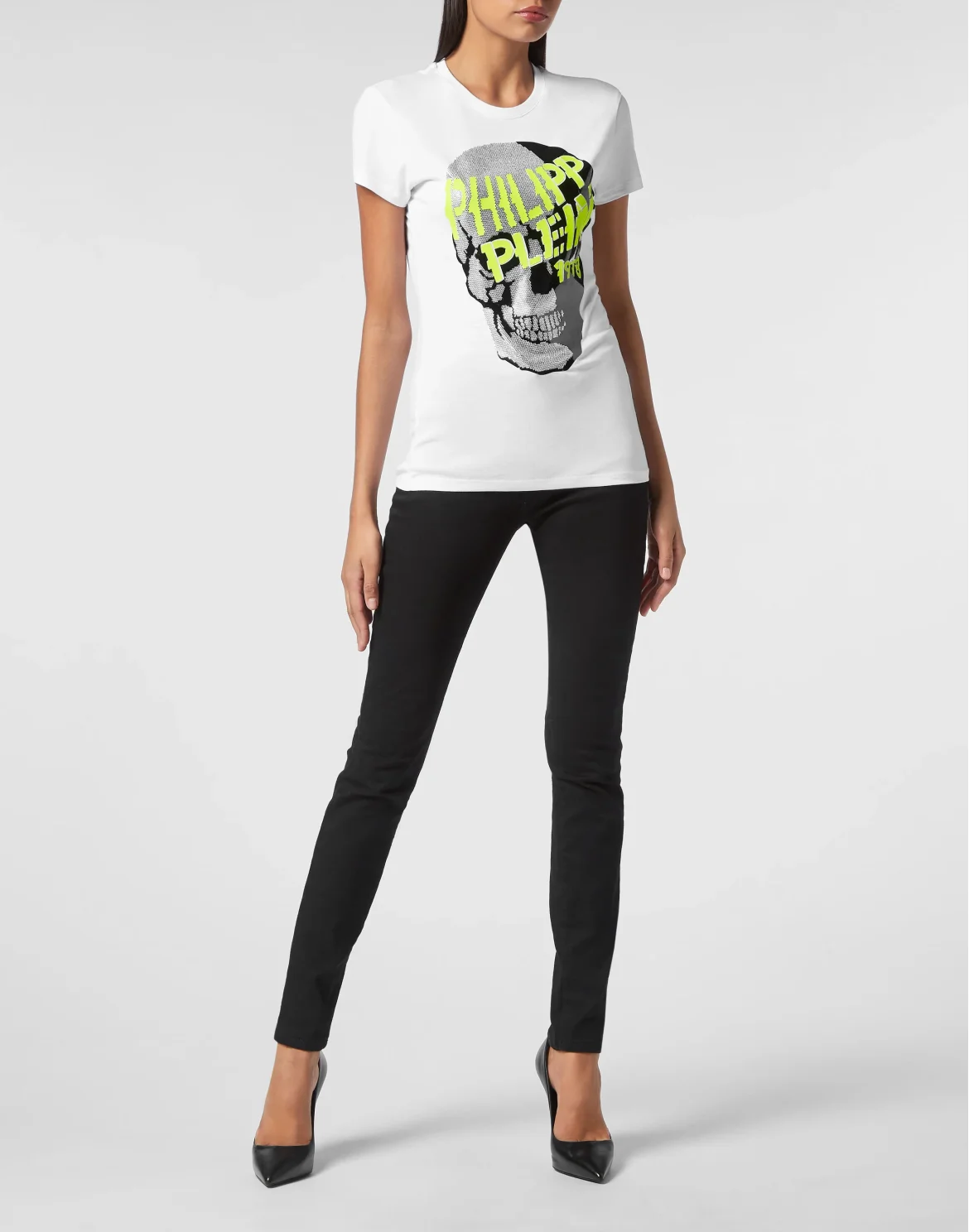 T-shirt Round Neck SS Skull strass, цвет: Белый