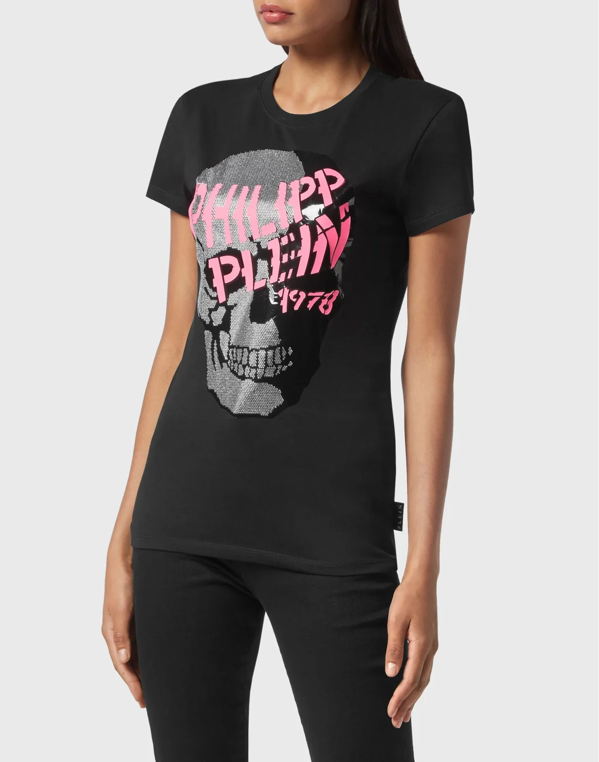 T-shirt Round Neck SS Skull strass, цвет: Черный
