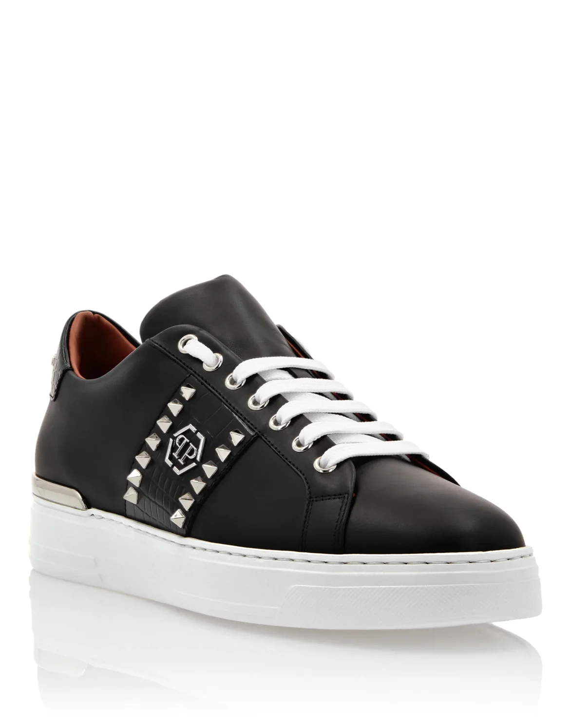 Leather Lo-Top Sneakers The Plein Original TM, цвет: Черный