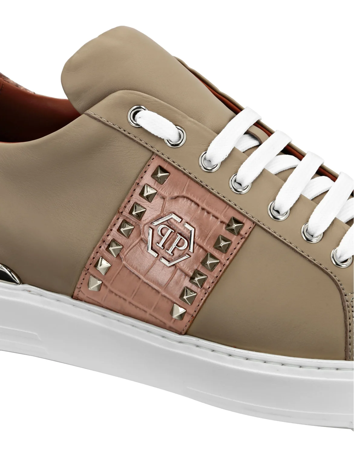 Leather Lo-Top Sneakers The Plein Original TM, цвет: Бежевый