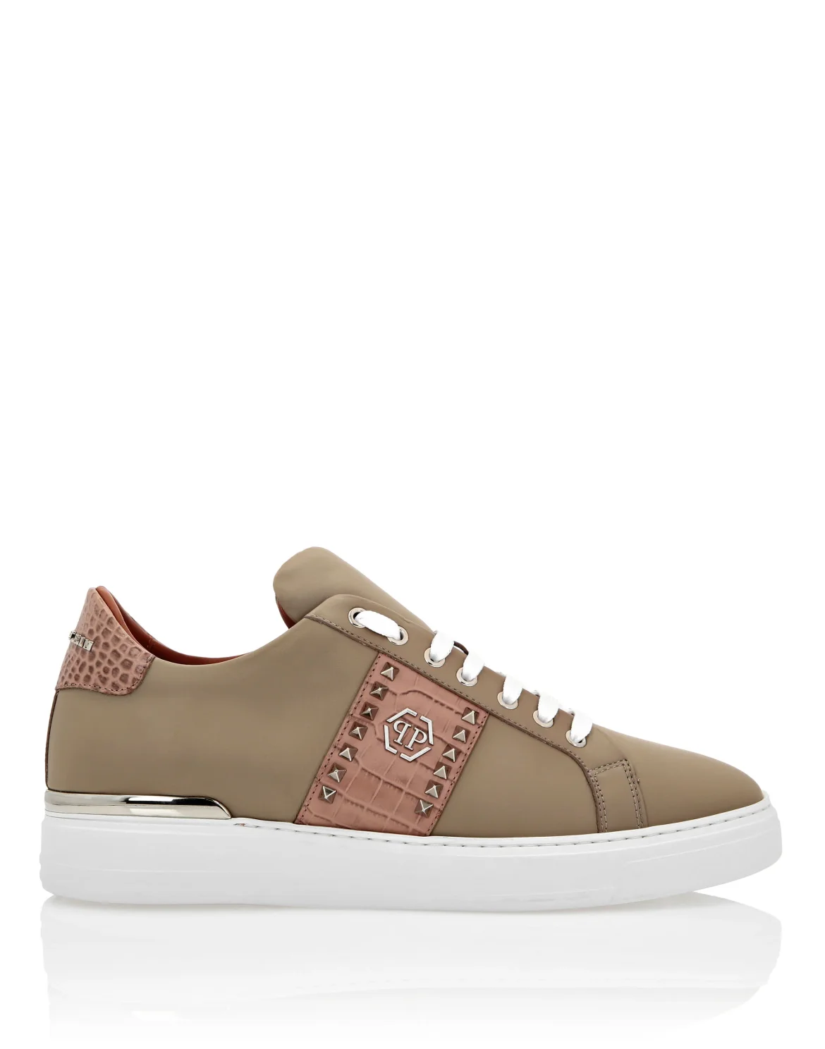 Leather Lo-Top Sneakers The Plein Original TM, цвет: Бежевый