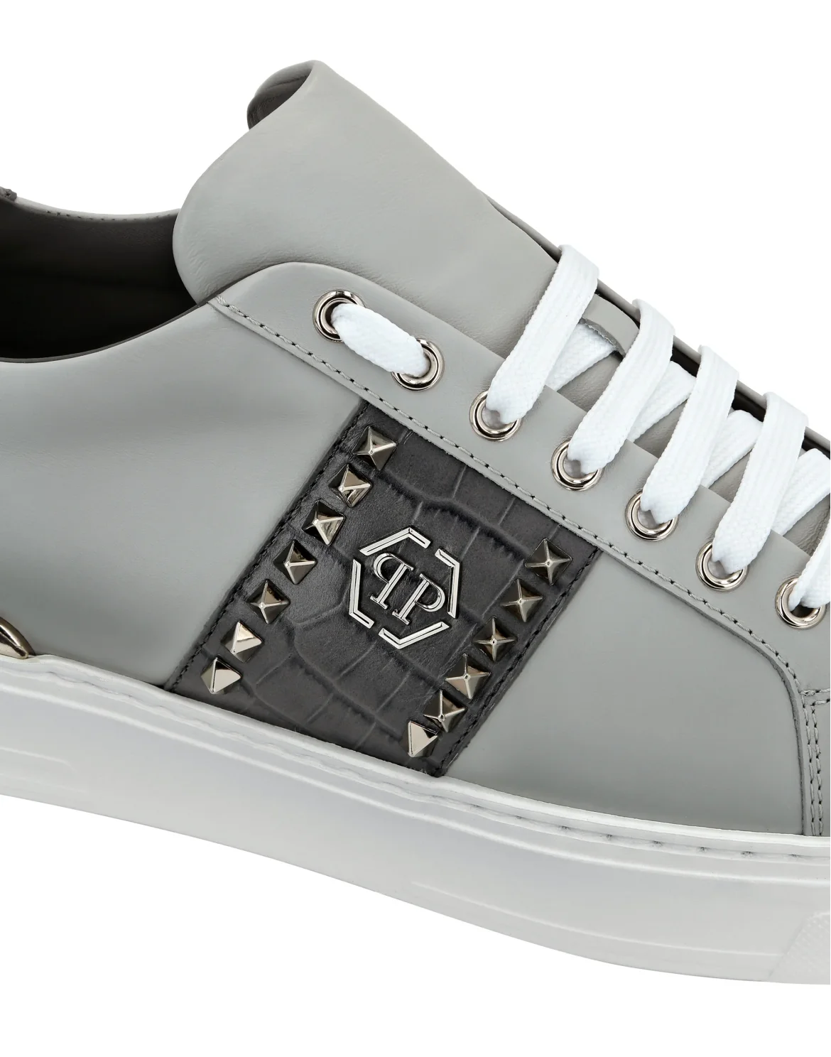 Leather Lo-Top Sneakers The Plein Original TM, цвет: Серый