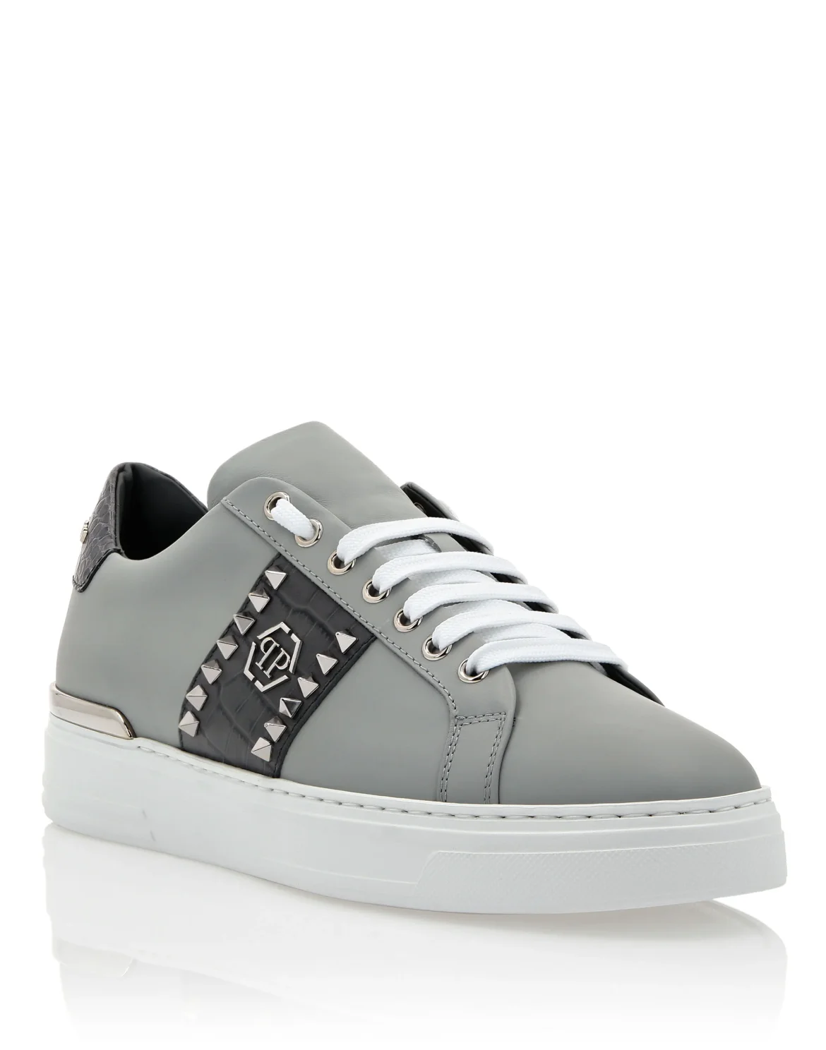 Leather Lo-Top Sneakers The Plein Original TM, цвет: Серый