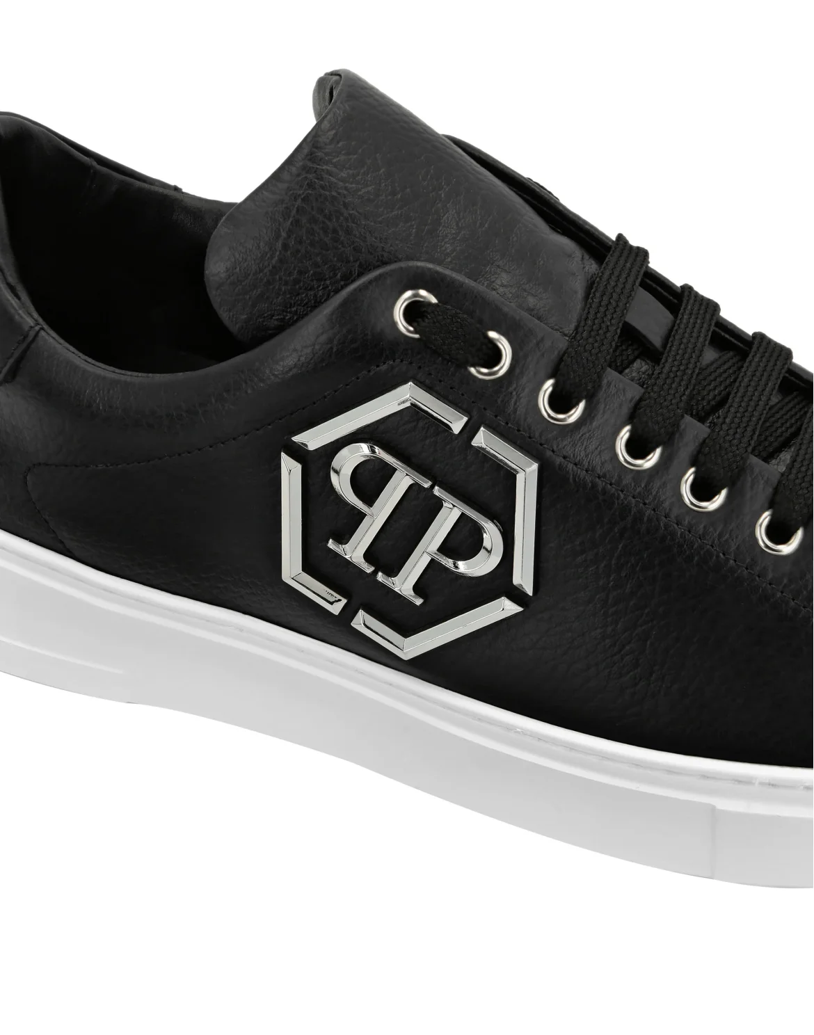 Leather Lo-Top Sneakers Hexagon, цвет: Черный