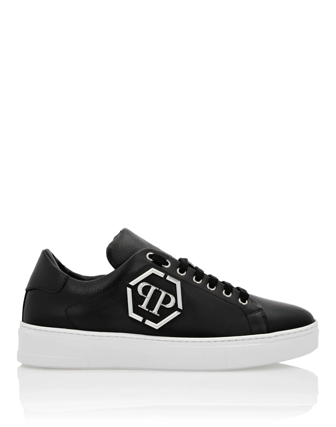 Leather Lo-Top Sneakers Hexagon, цвет: Черный