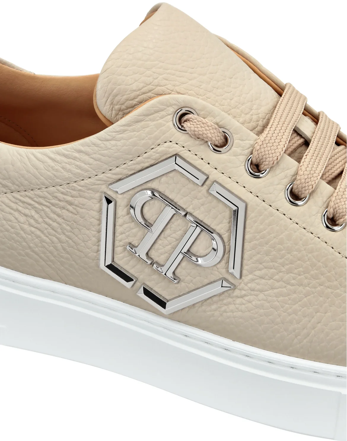 Leather Lo-Top Sneakers Hexagon, цвет: Бежевый