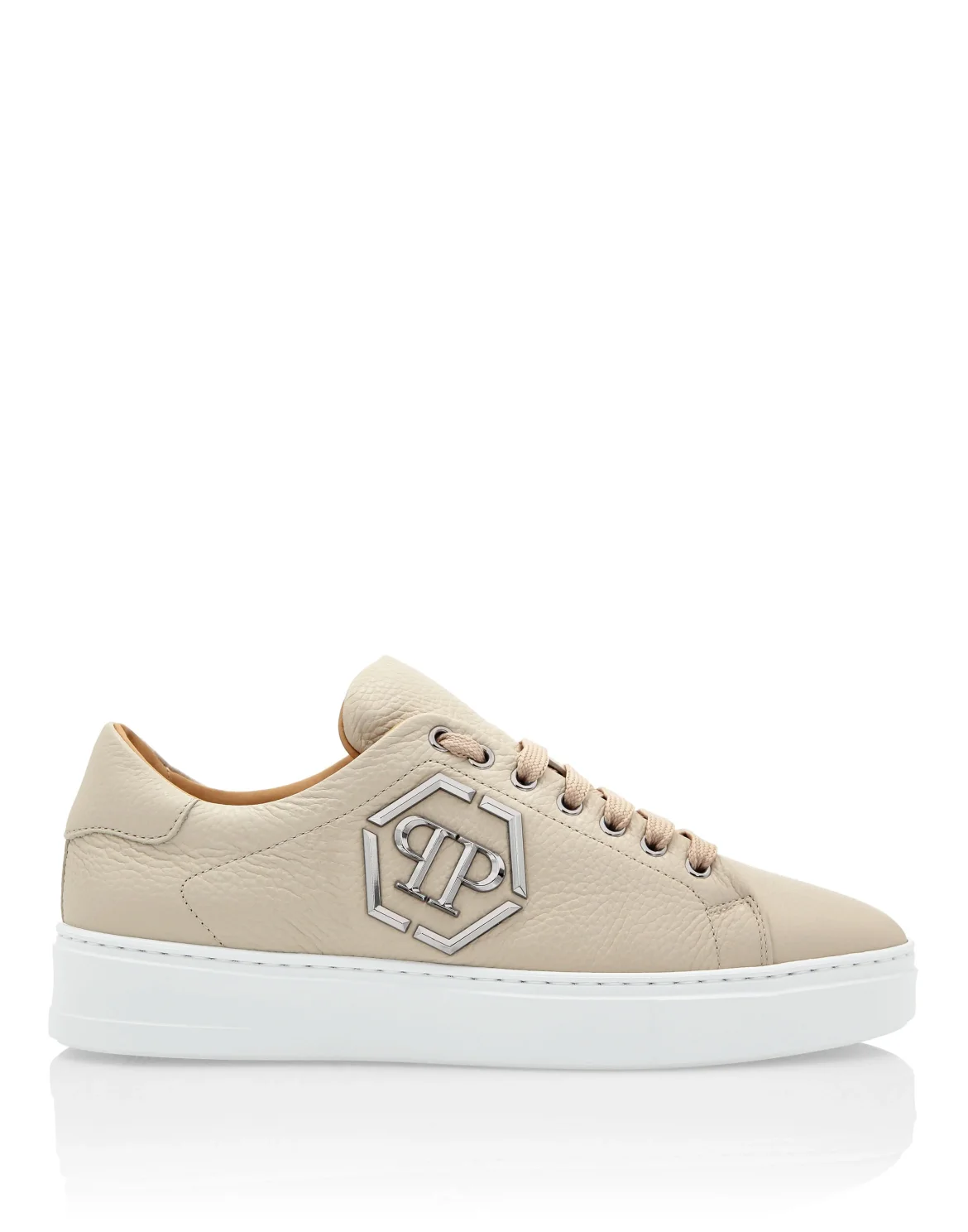 Leather Lo-Top Sneakers Hexagon, цвет: Бежевый