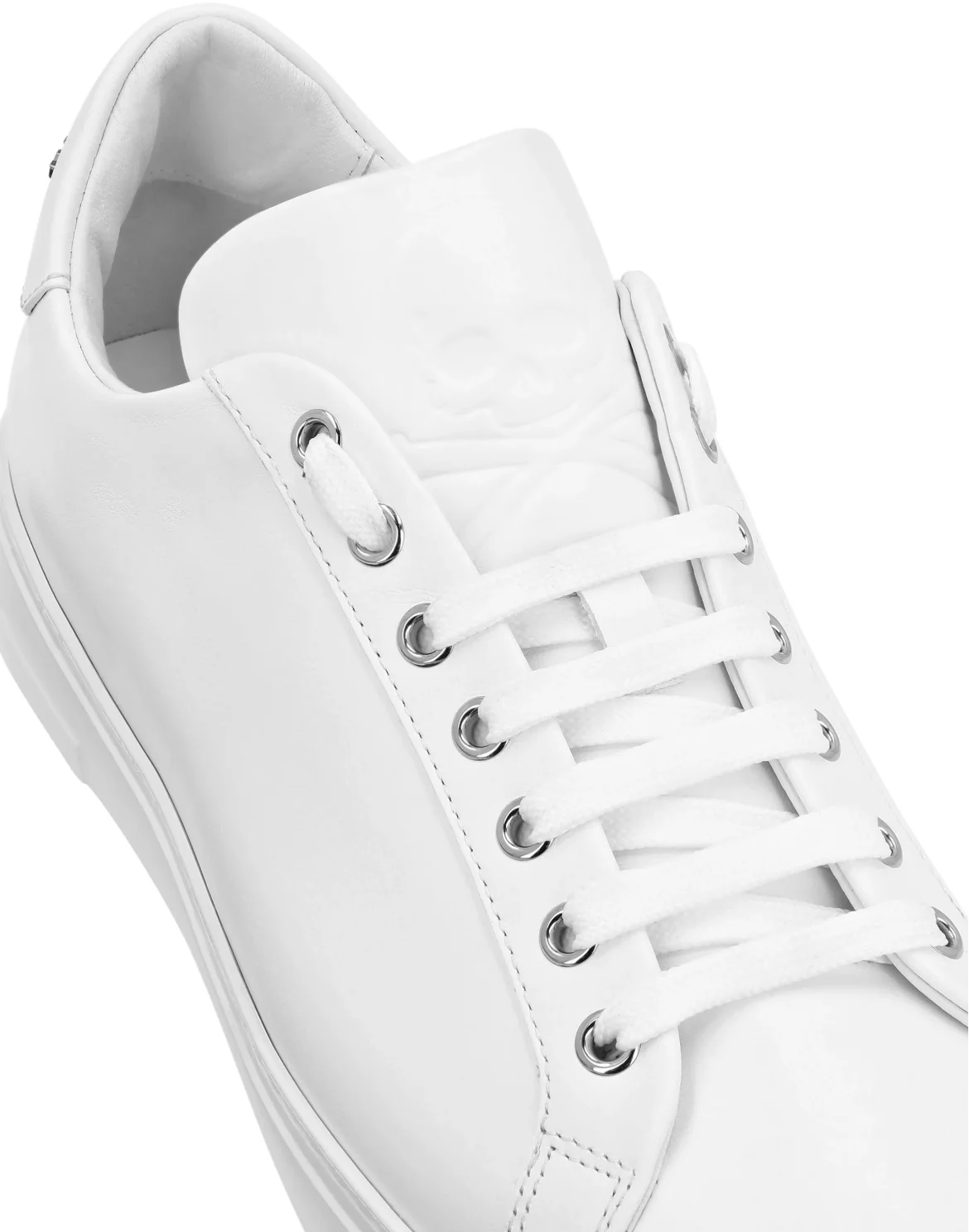 Leather Lo-Top Sneakers Skull and Plein, цвет: Белый