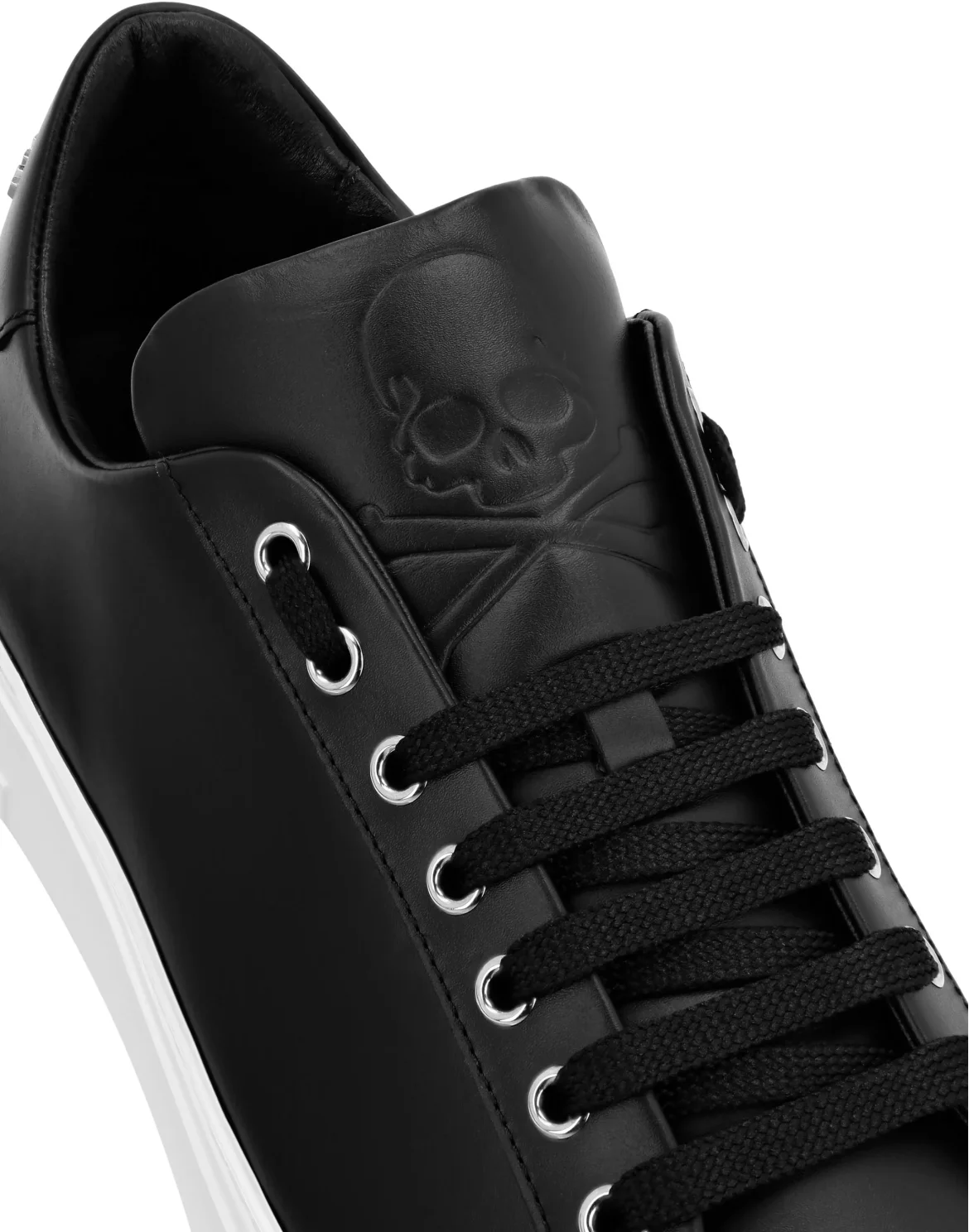 Leather Lo-Top Sneakers Skull and Plein, цвет: Черный