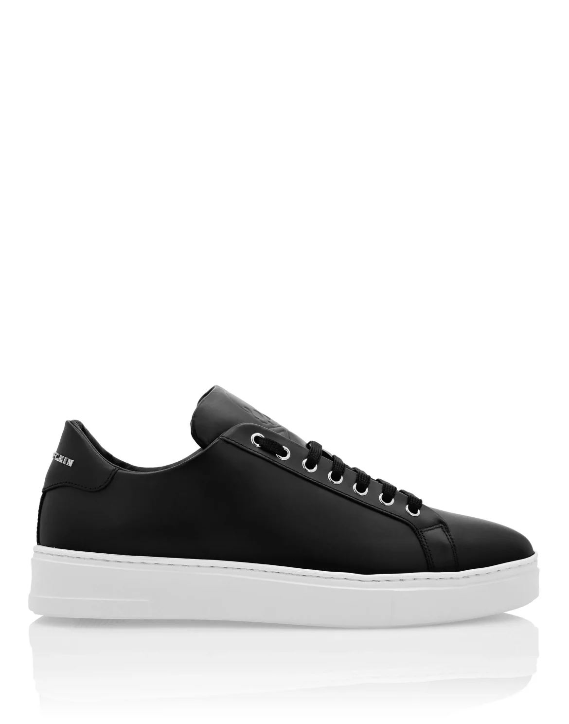 Leather Lo-Top Sneakers Skull and Plein, цвет: Черный