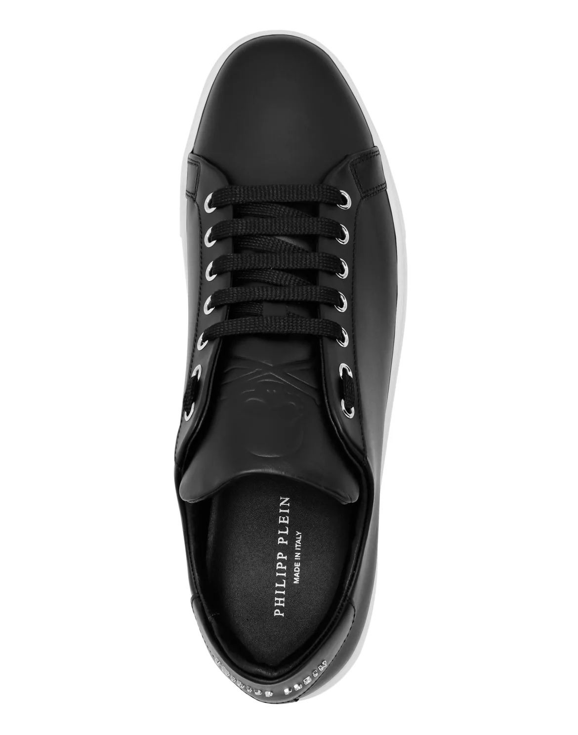 Leather Lo-Top Sneakers Skull and Plein, цвет: Черный