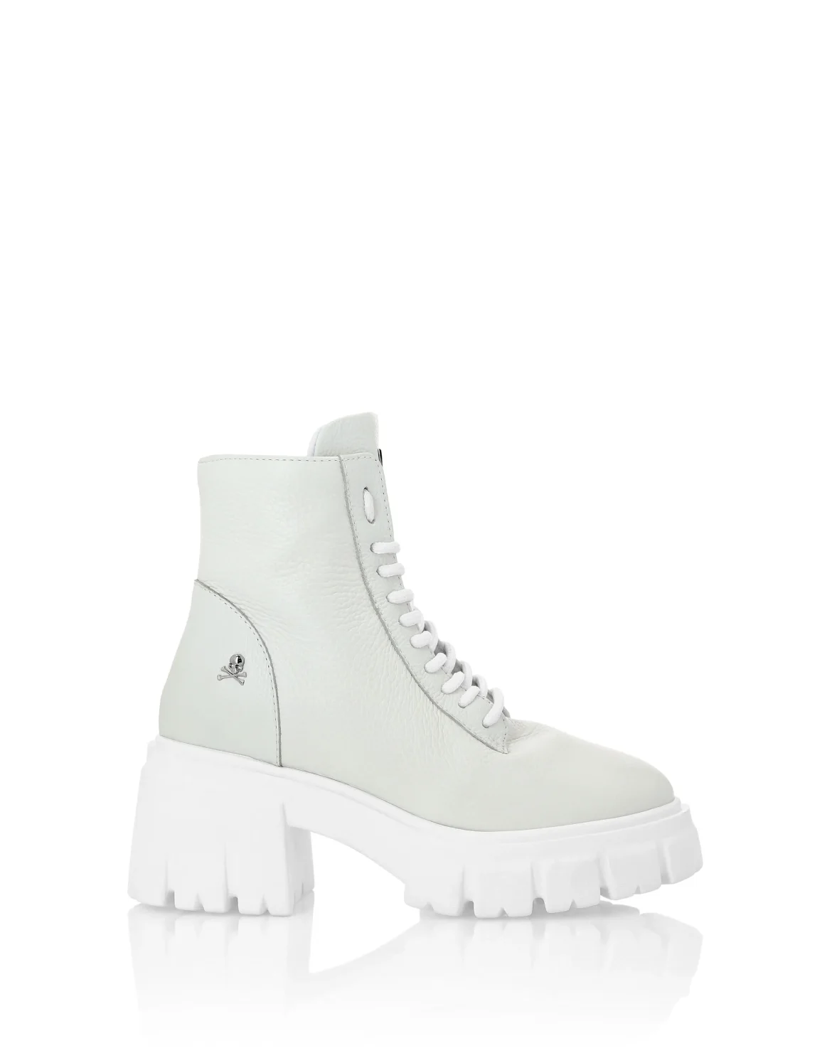Leather Boots  with shearling inside Iconic Plein, цвет: Белый