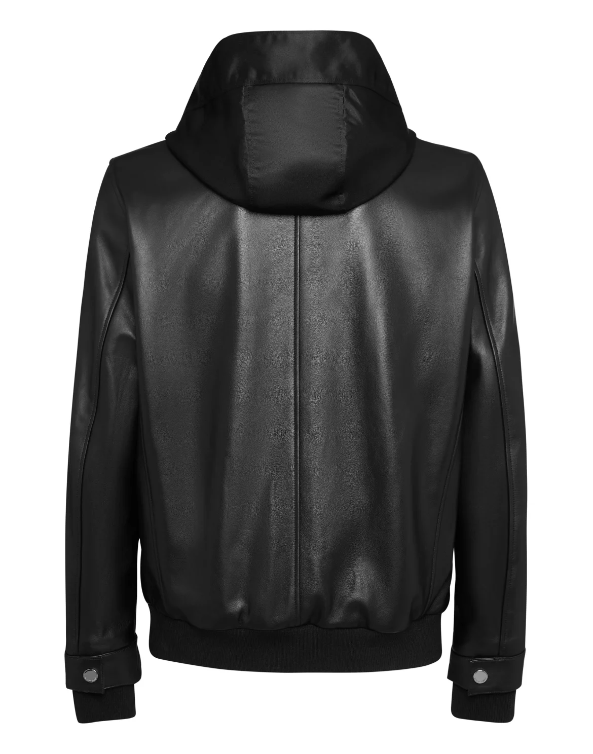 Nappa Leather Hooded Bomber Jacket, цвет: Черный