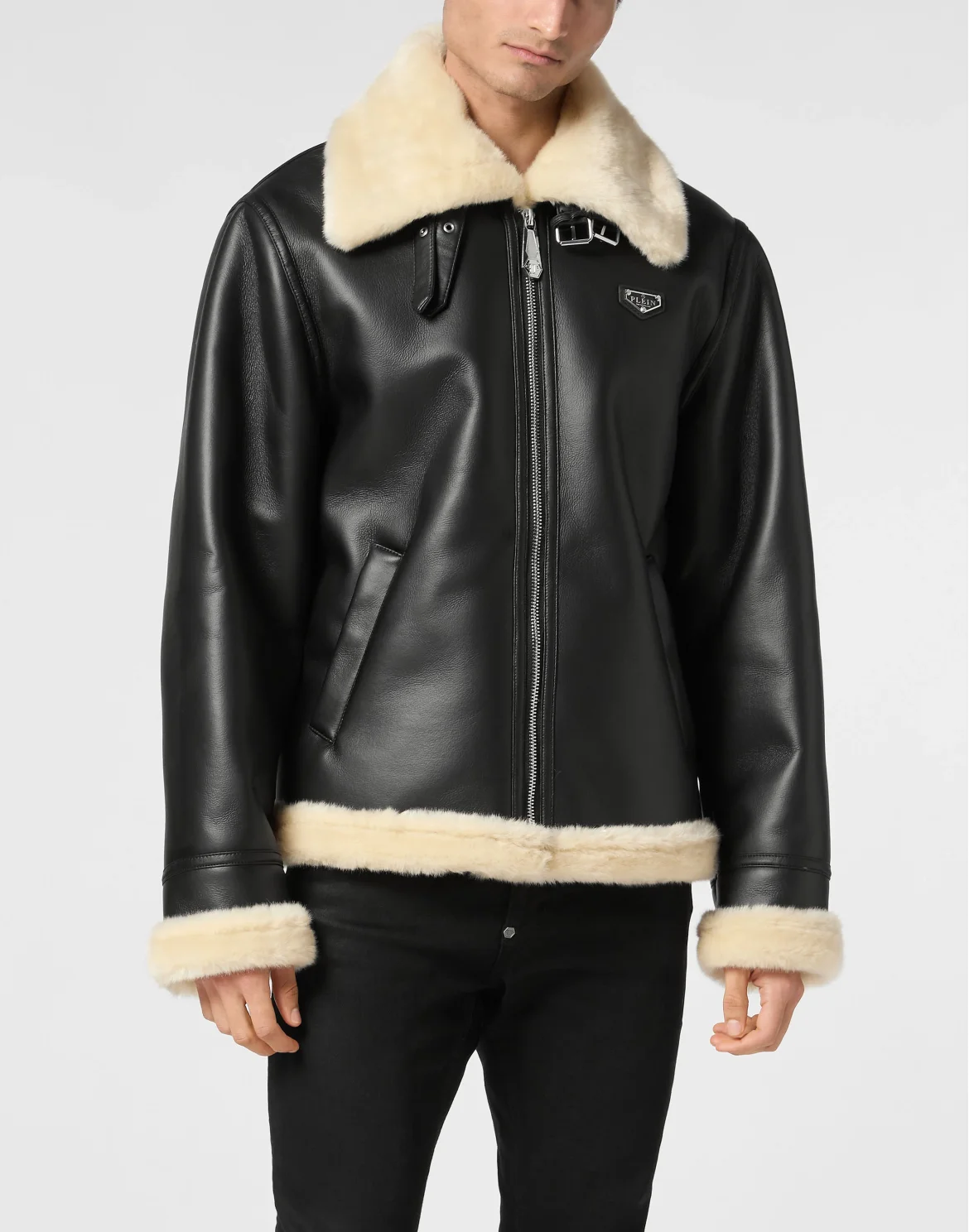 Oversize Eco Shearling Jacket, цвет: Черный