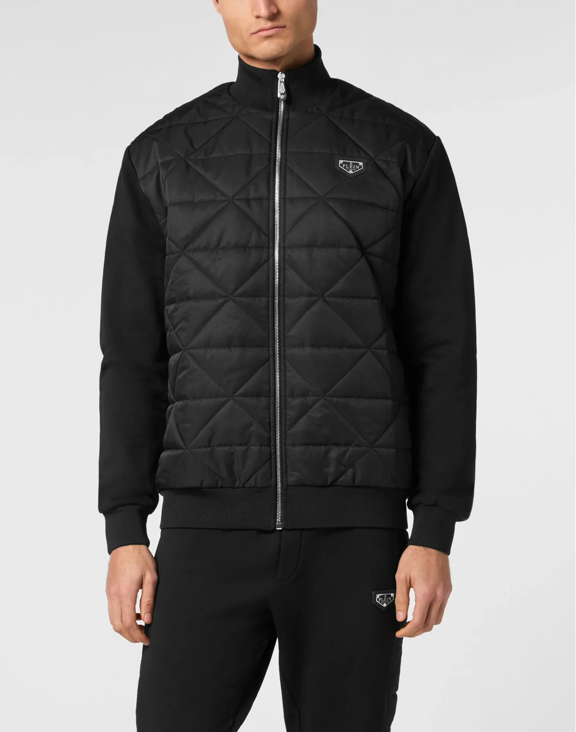 Fleece and Nylon Padded Jacket, цвет: Черный