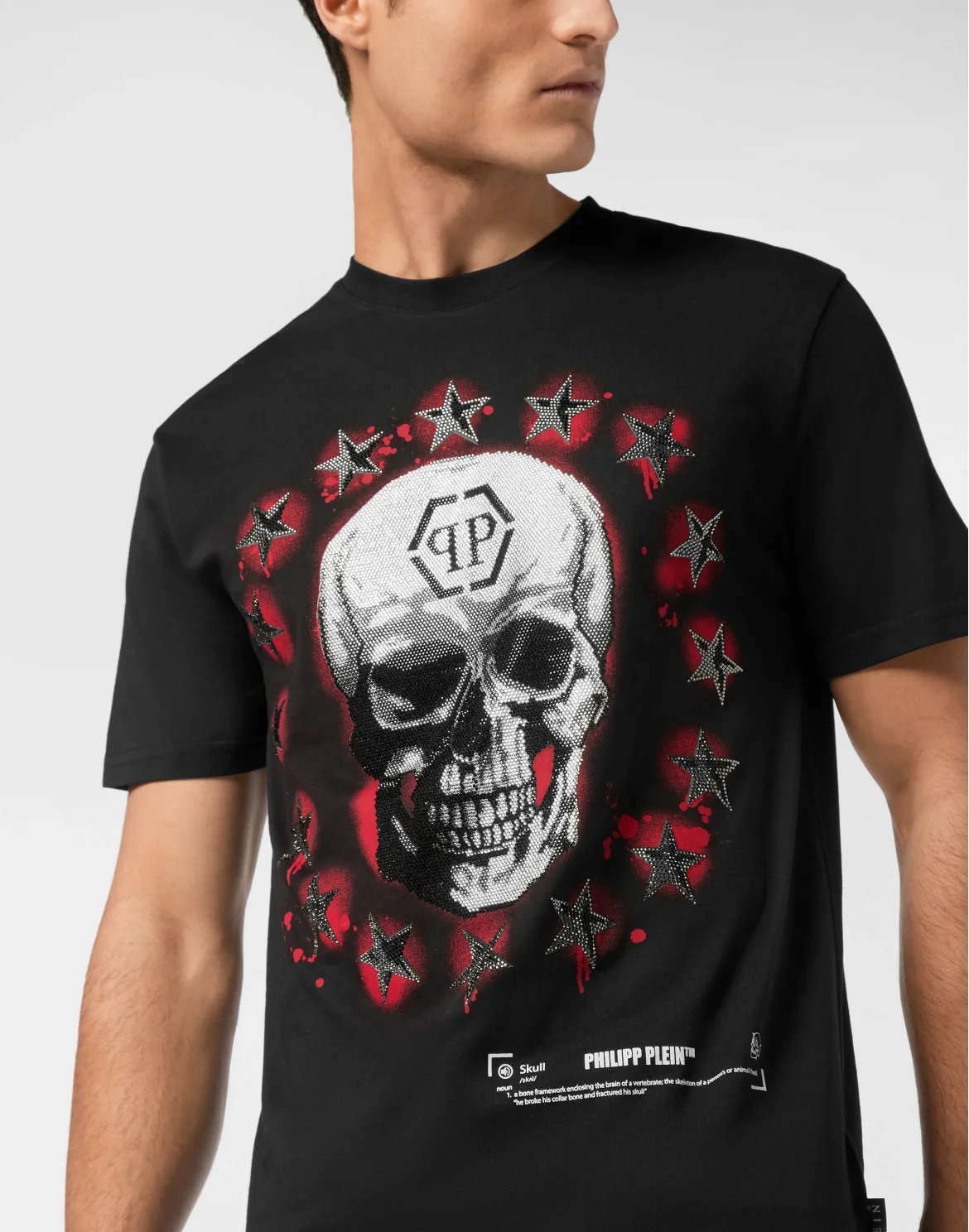 Round Neck T-Shirt Stars & Skull, цвет: Черный