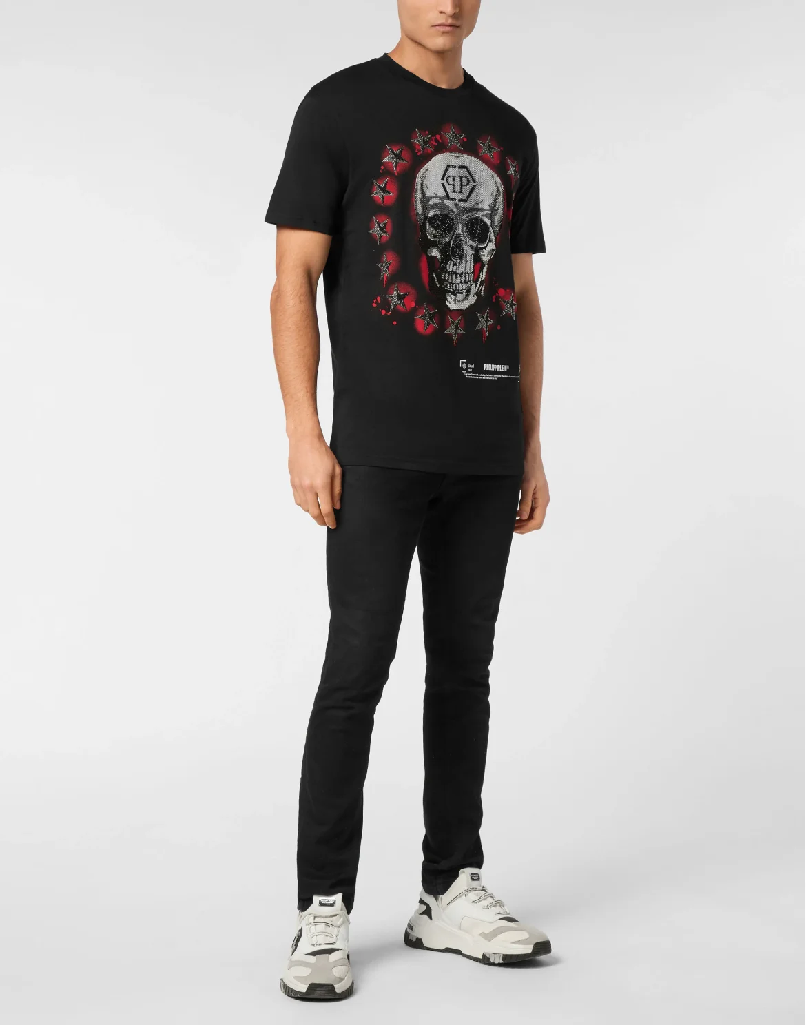 Round Neck T-Shirt Stars & Skull, цвет: Черный