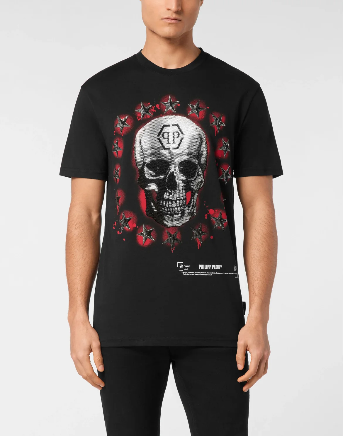 Round Neck T-Shirt Stars & Skull, цвет: Черный
