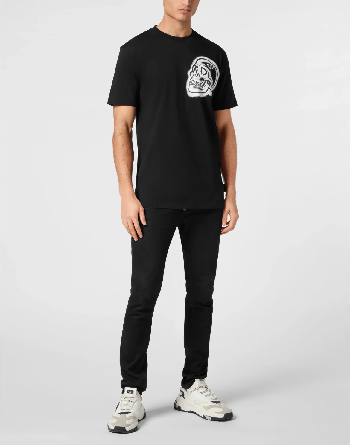 Round Neck T-Shirt Skull, цвет: Черный