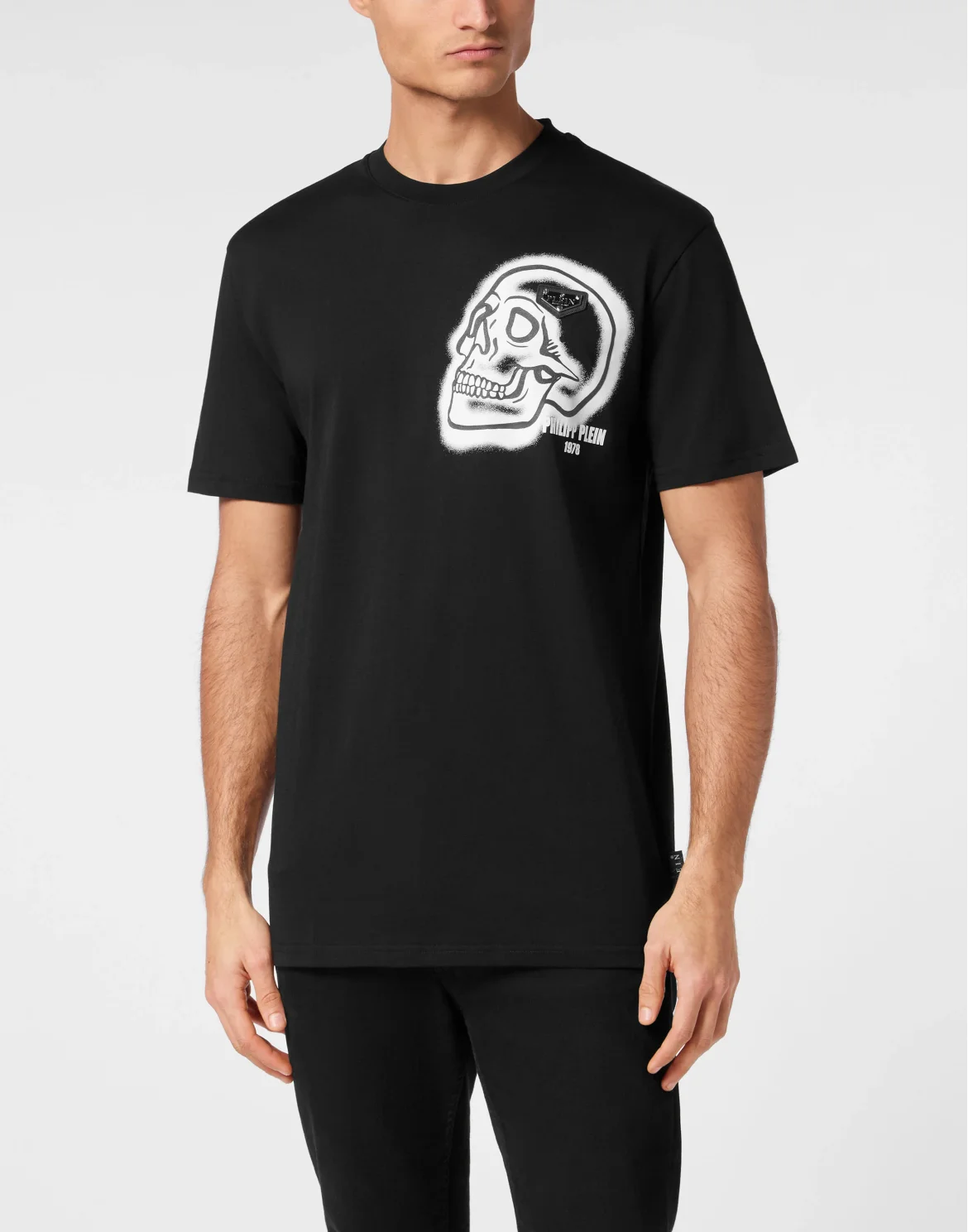 Round Neck T-Shirt Skull, цвет: Черный