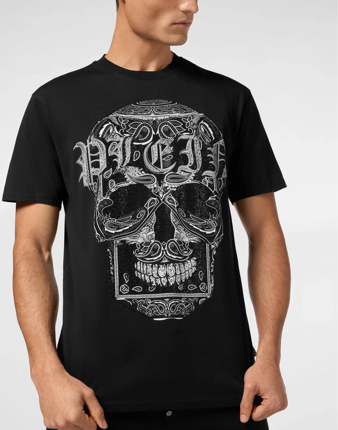 Round Neck T-Shirt Paisley Skull, цвет: Черный