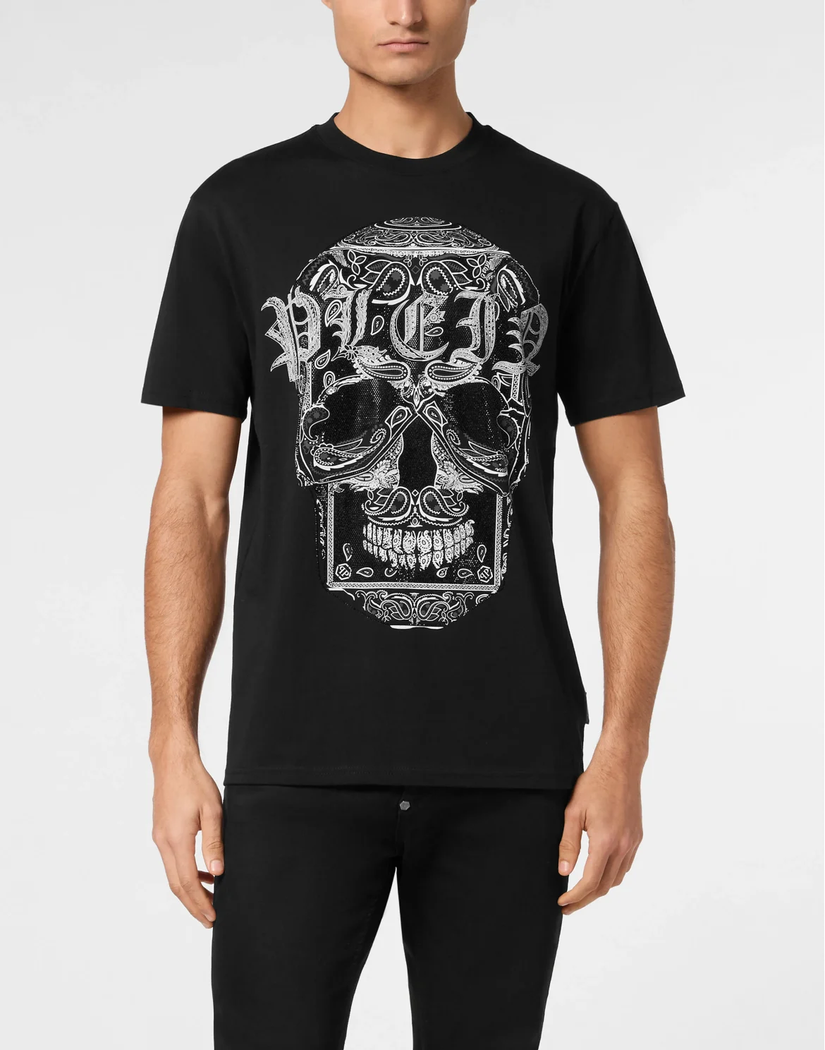 Round Neck T-Shirt Paisley Skull, цвет: Черный