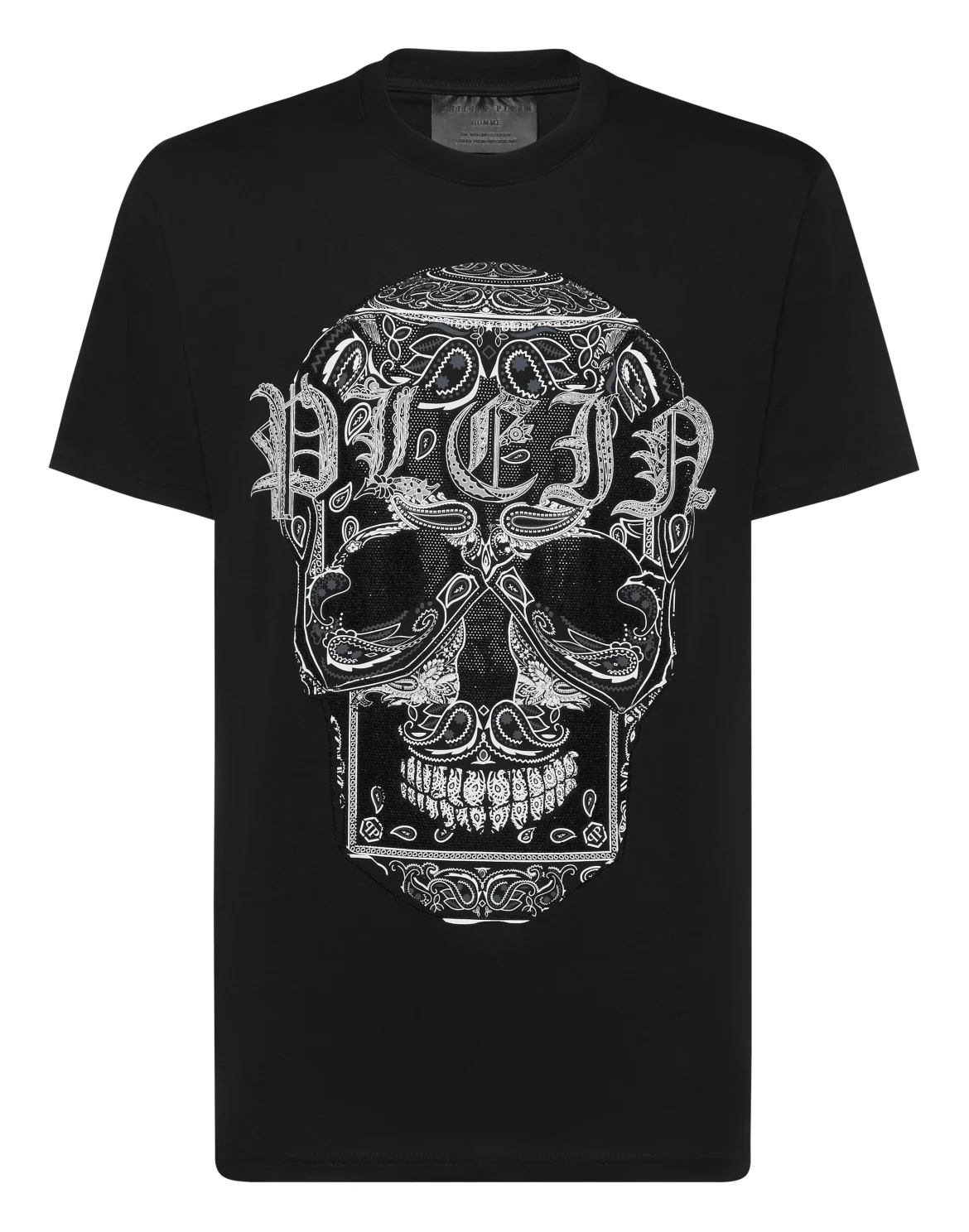 Round Neck T-Shirt Paisley Skull, цвет: Черный