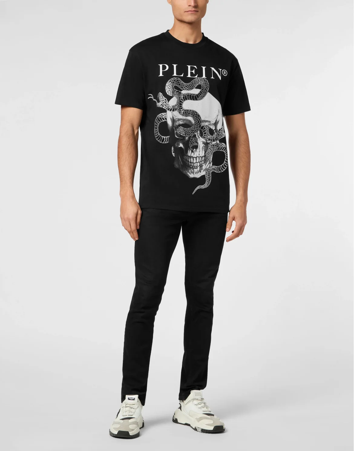 Round Neck T-Shirt Skull Snake, цвет: Черный