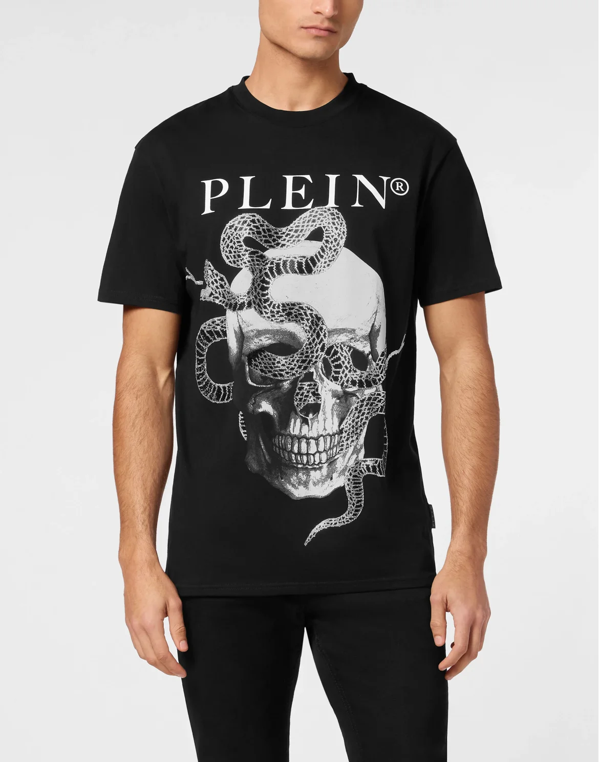 Round Neck T-Shirt Skull Snake, цвет: Черный
