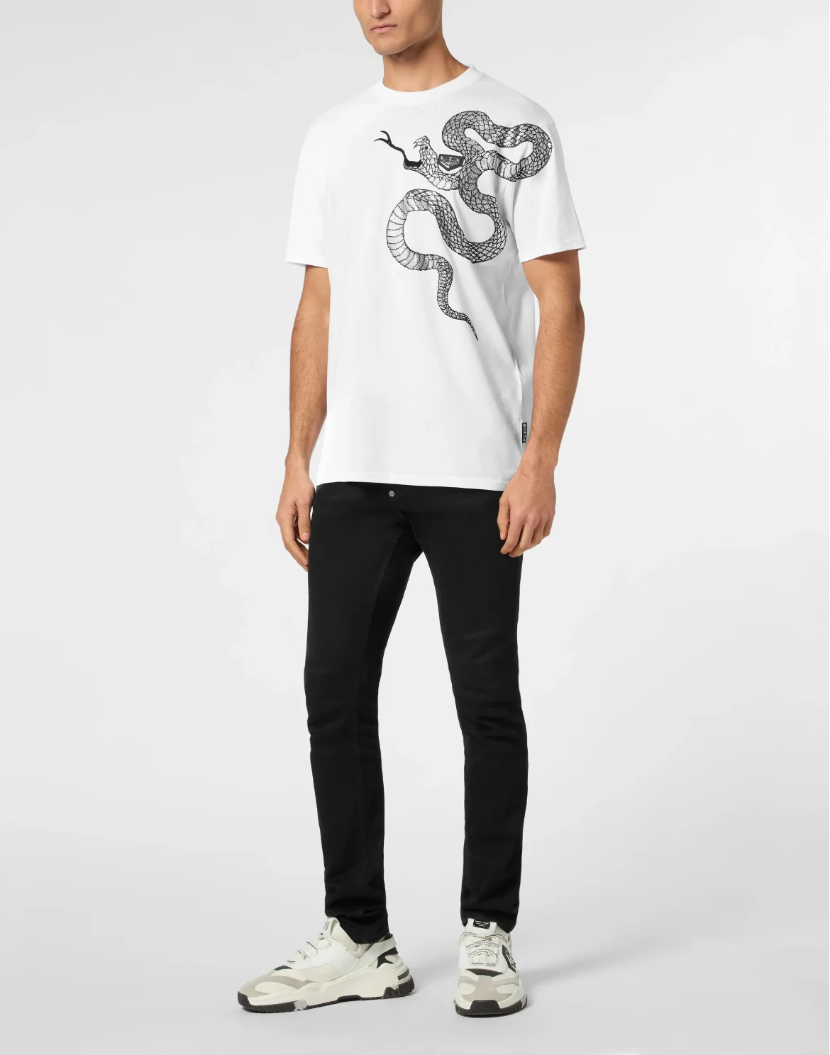 Round Neck T-Shirt Snake, цвет: Белый