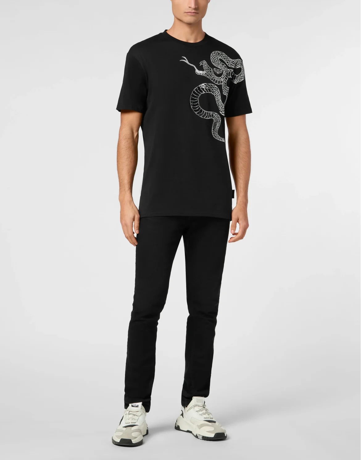 Round Neck T-Shirt Snake, цвет: Черный