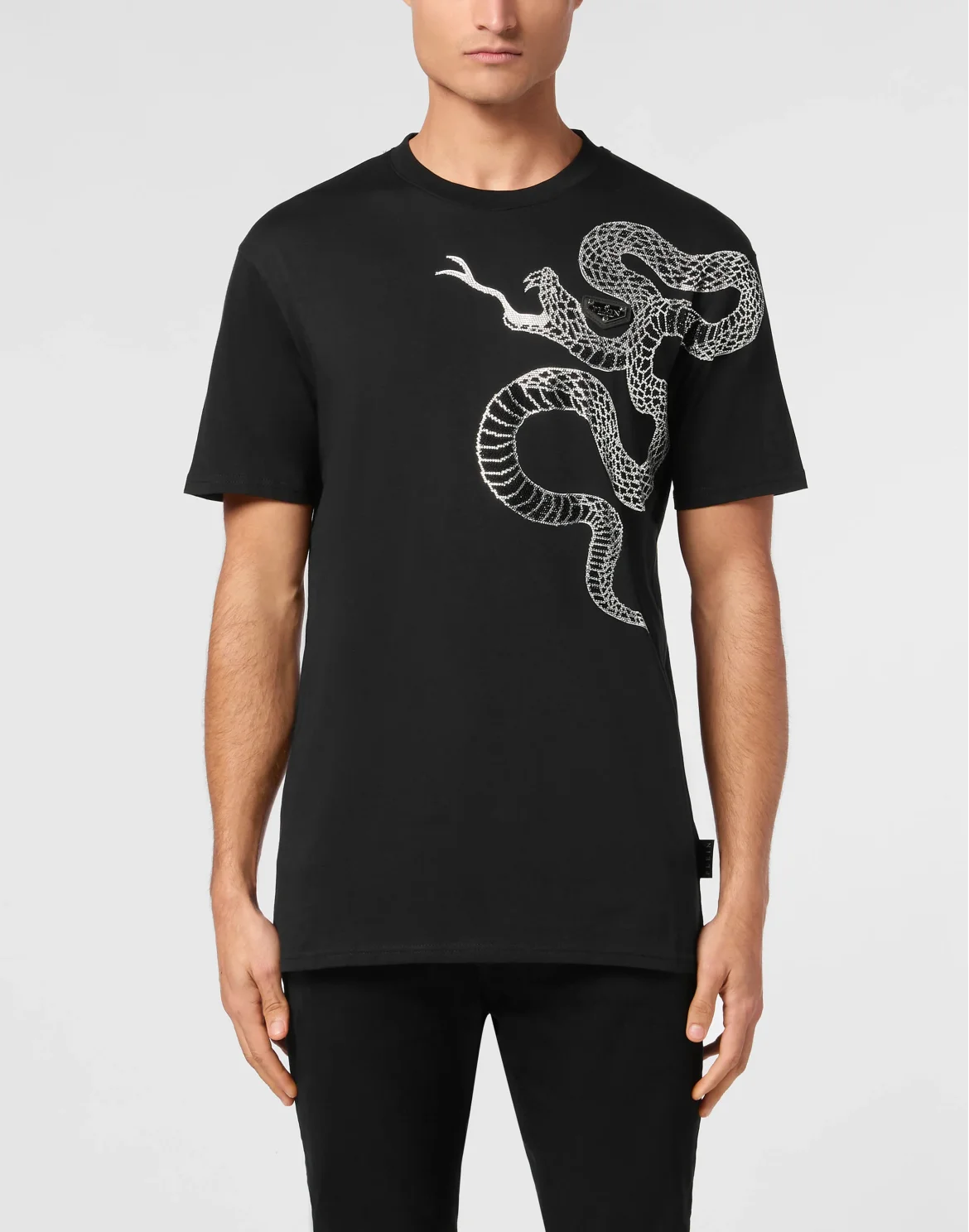 Round Neck T-Shirt Snake, цвет: Черный