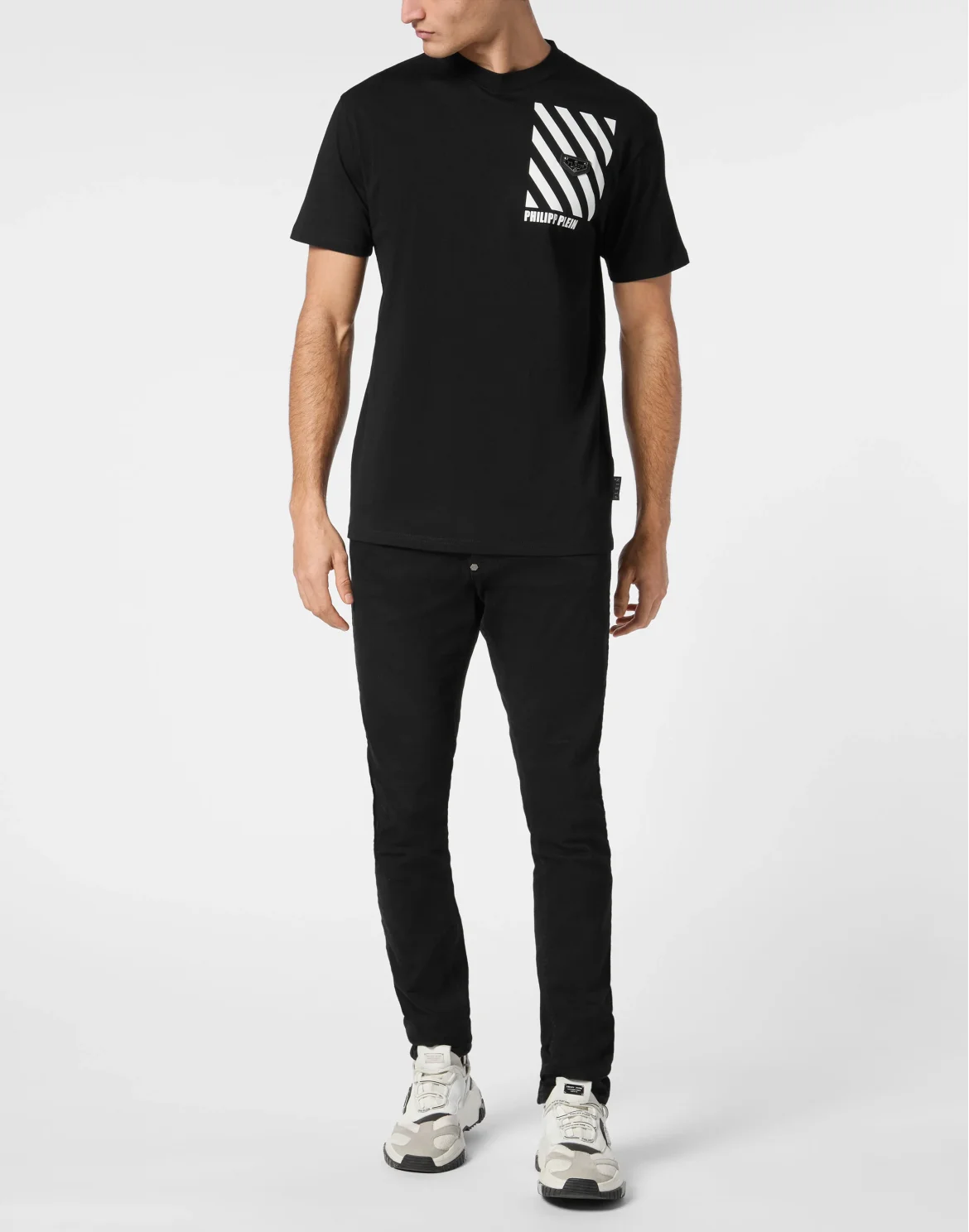 Round Neck T-Shirt Lines, цвет: Черный